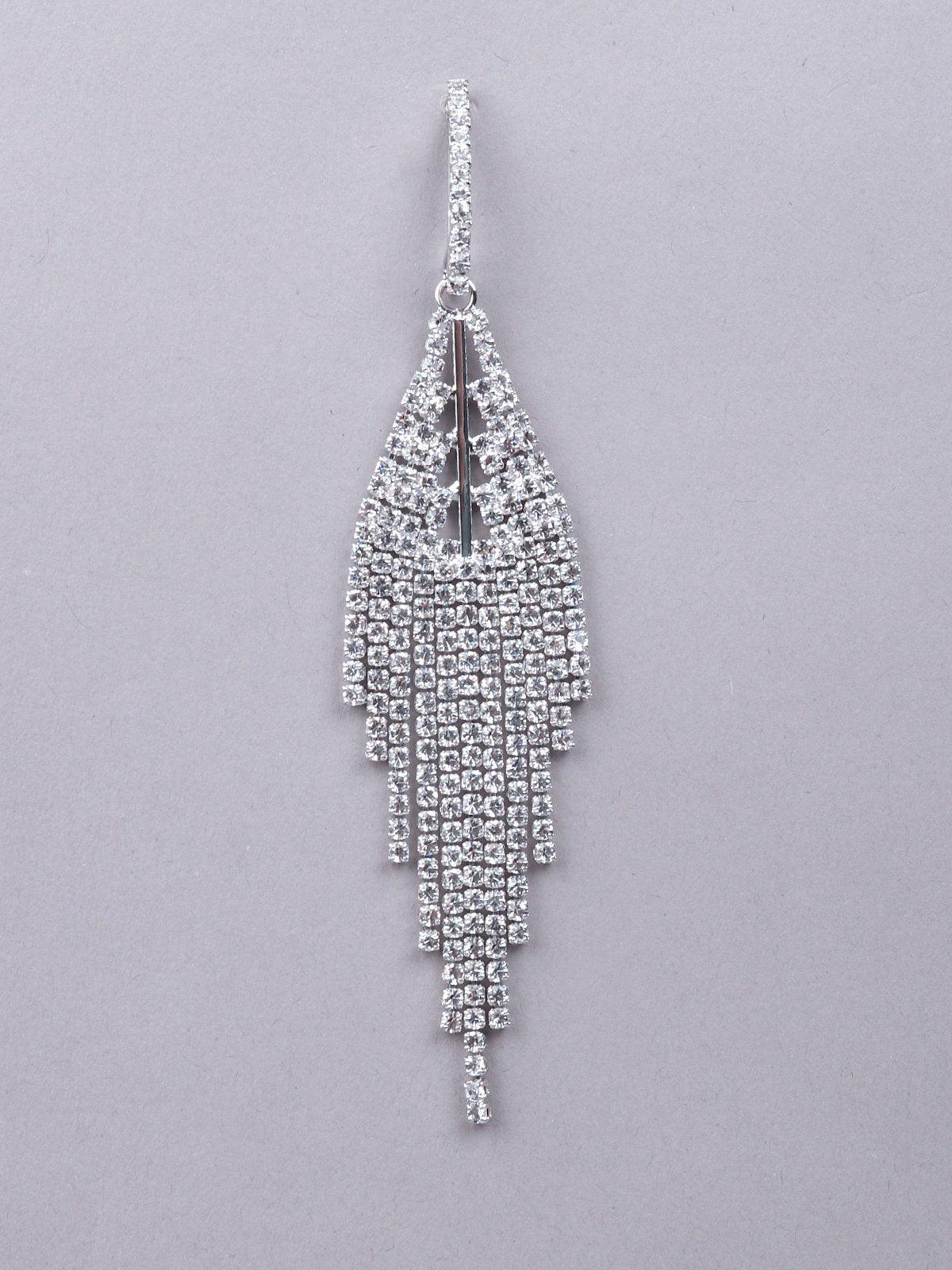 Women's Classic Crystal Drop Earrings-Silver - Odette