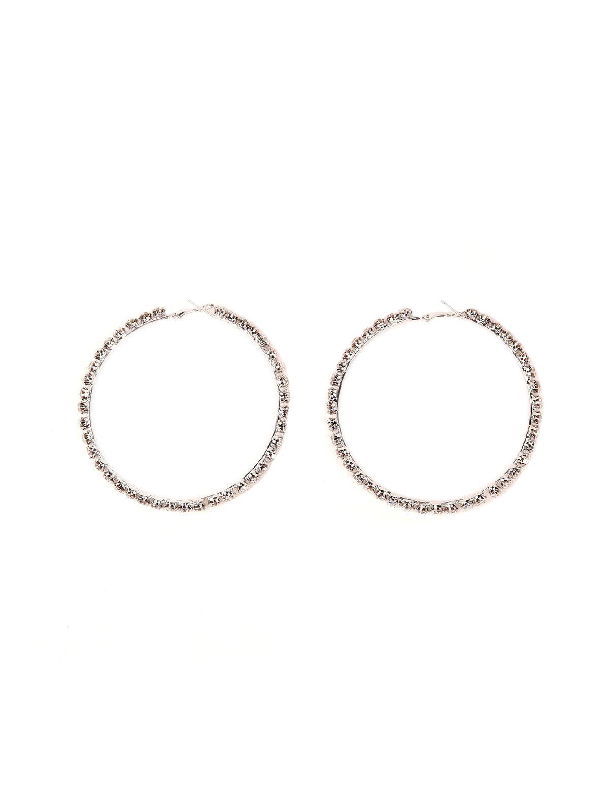 Women's Classic Crystal-Studded Hoops - Odette