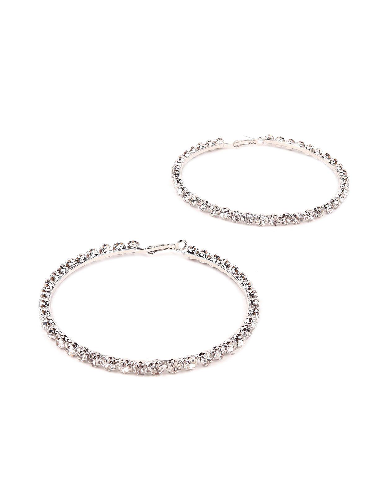 Women's Classic Crystal-Studded Hoops - Odette