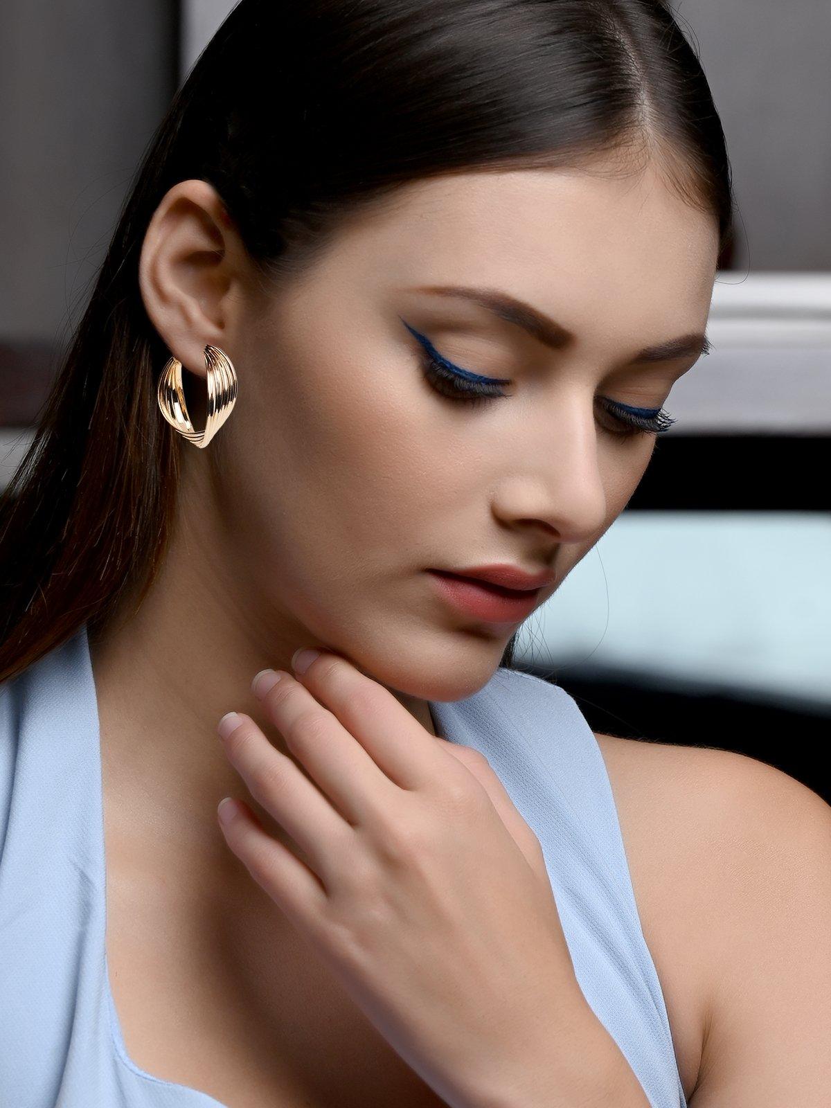 Women's Classic Gold Twisted Statement Earrings - Odette