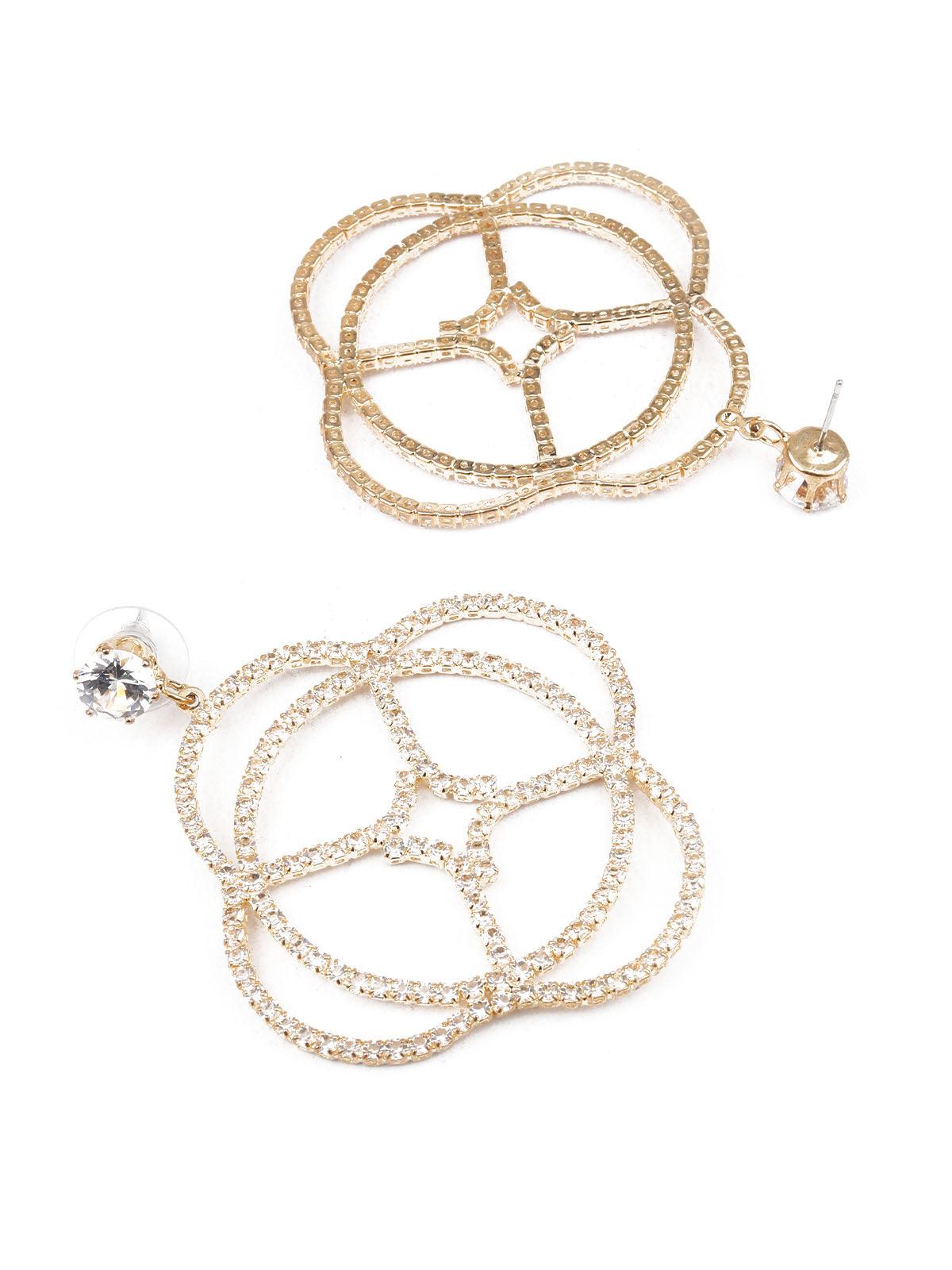 Women's Classy Gold And White Dangle Earrings - Odette