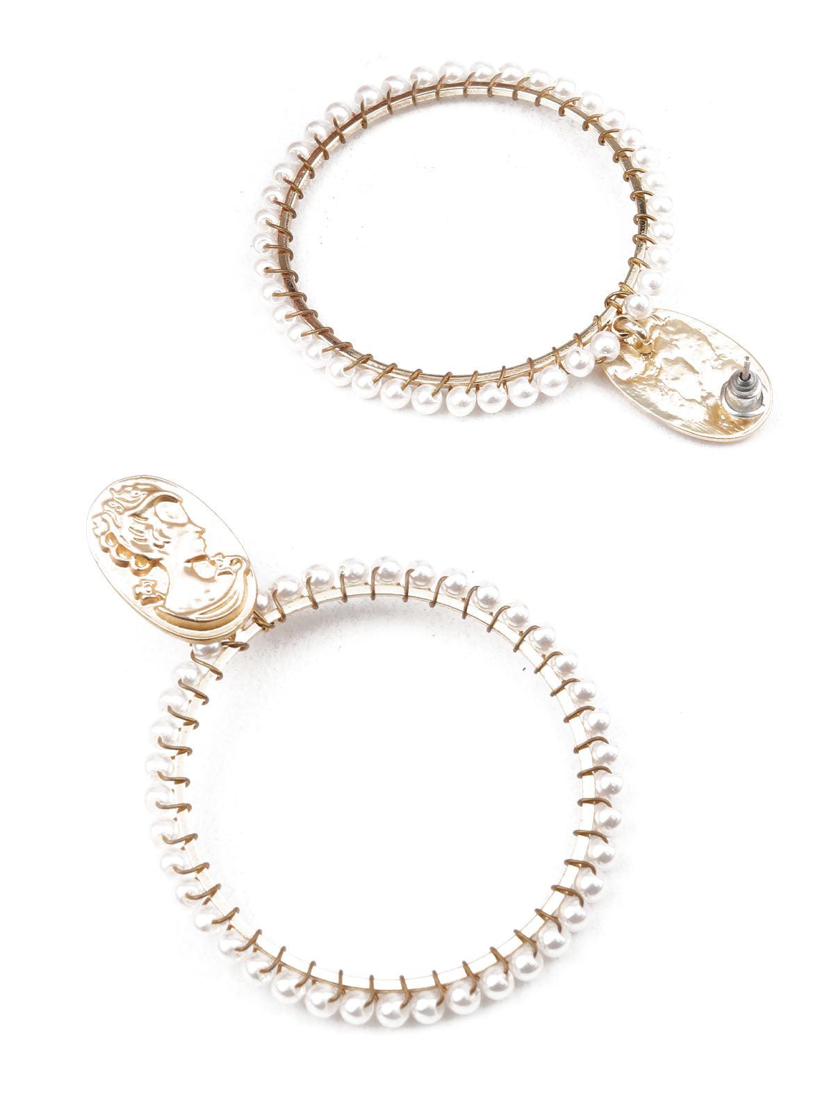 Women's Classy Gold And White Hoop Earrings - Odette