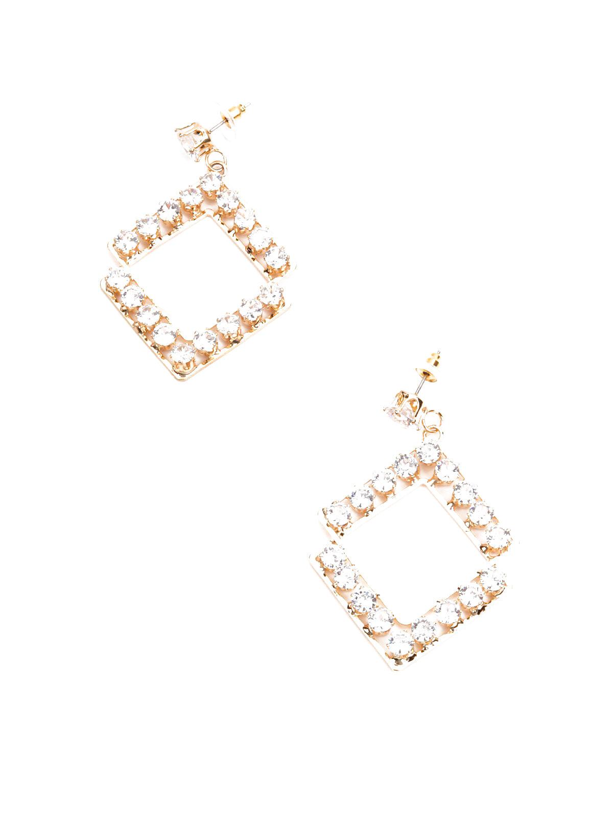 Women's Classy Square Earring With Stones - Odette