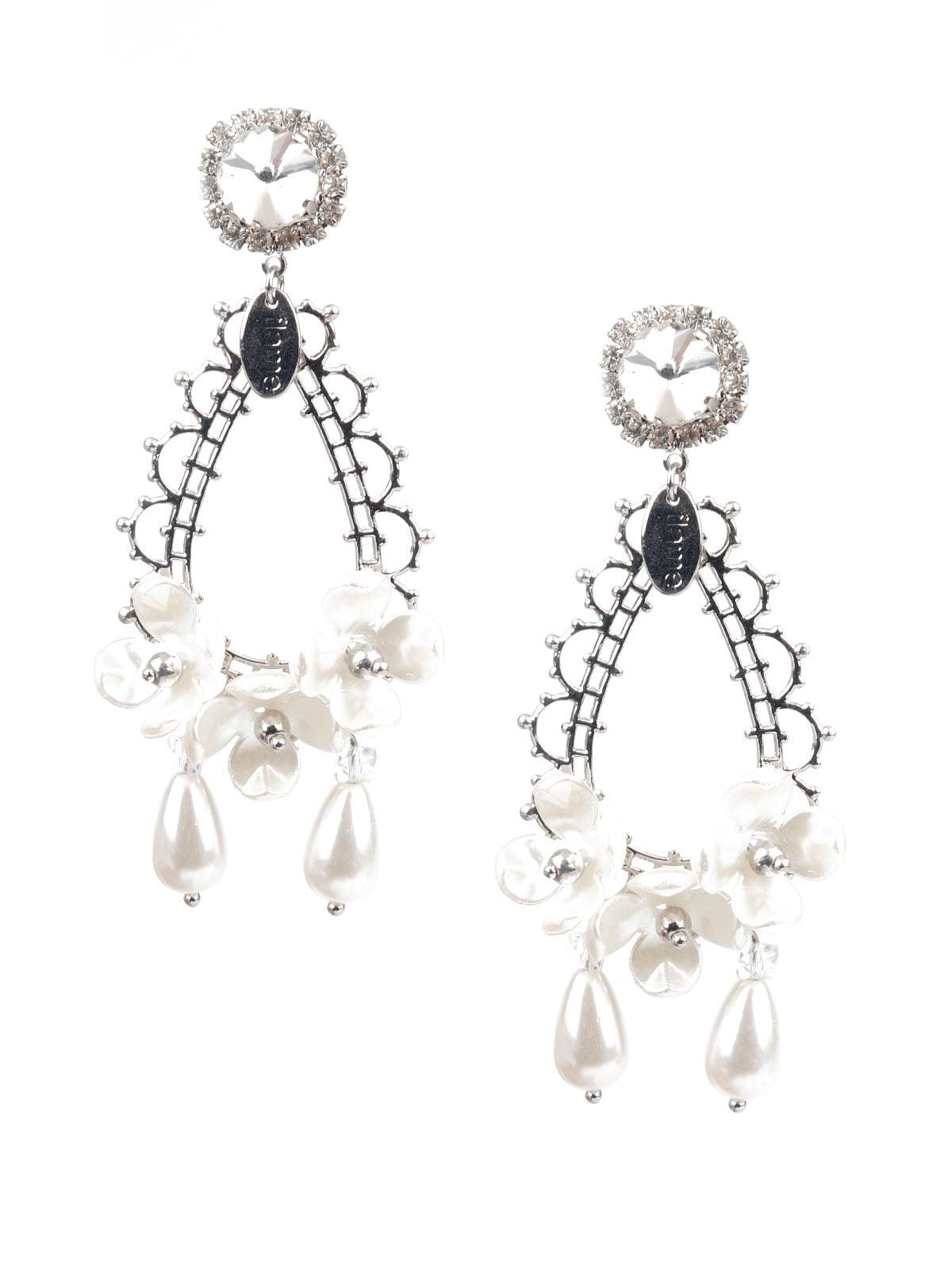Women's Classy White Dangle Earrings - Odette