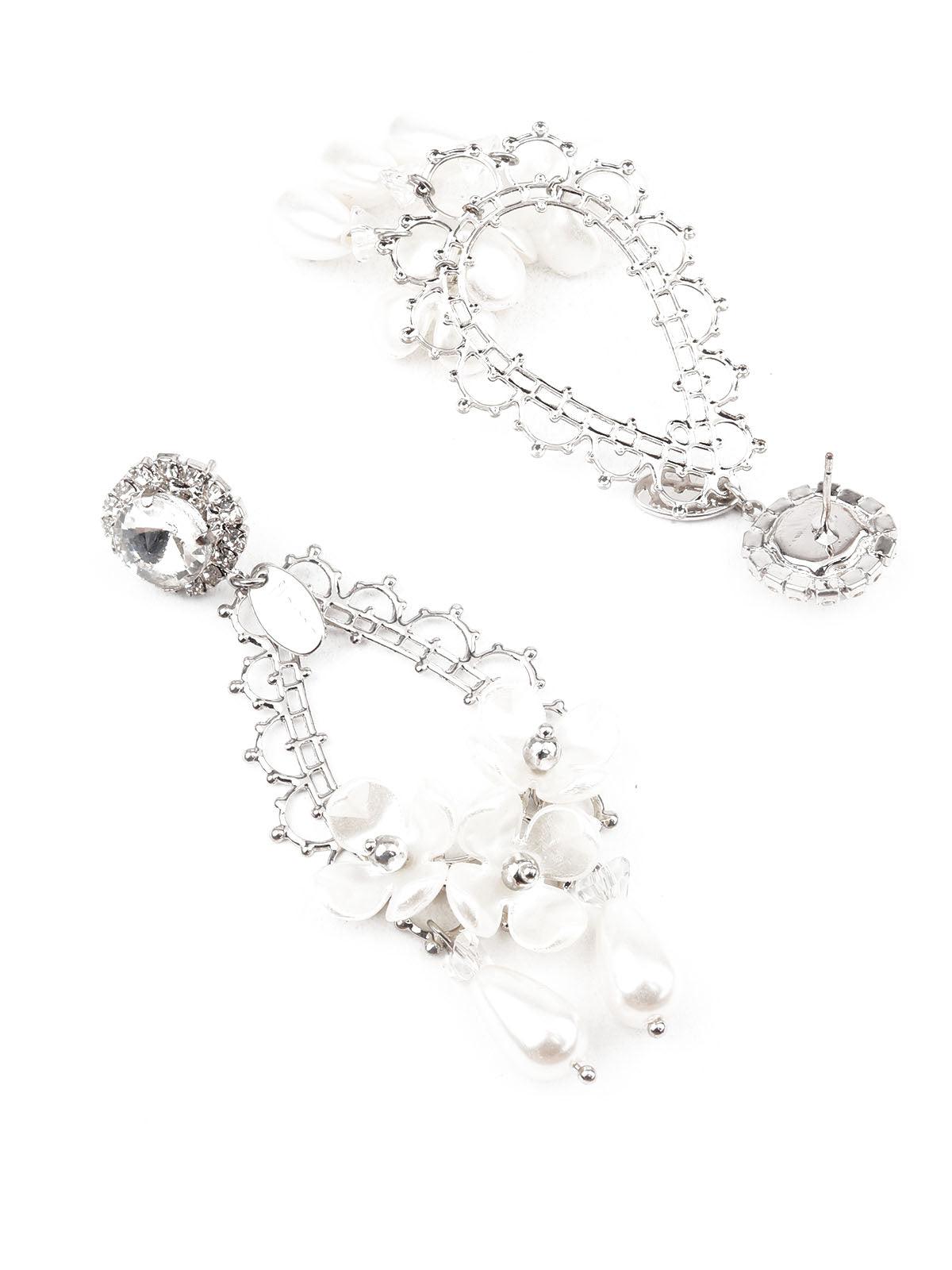 Women's Classy White Dangle Earrings - Odette