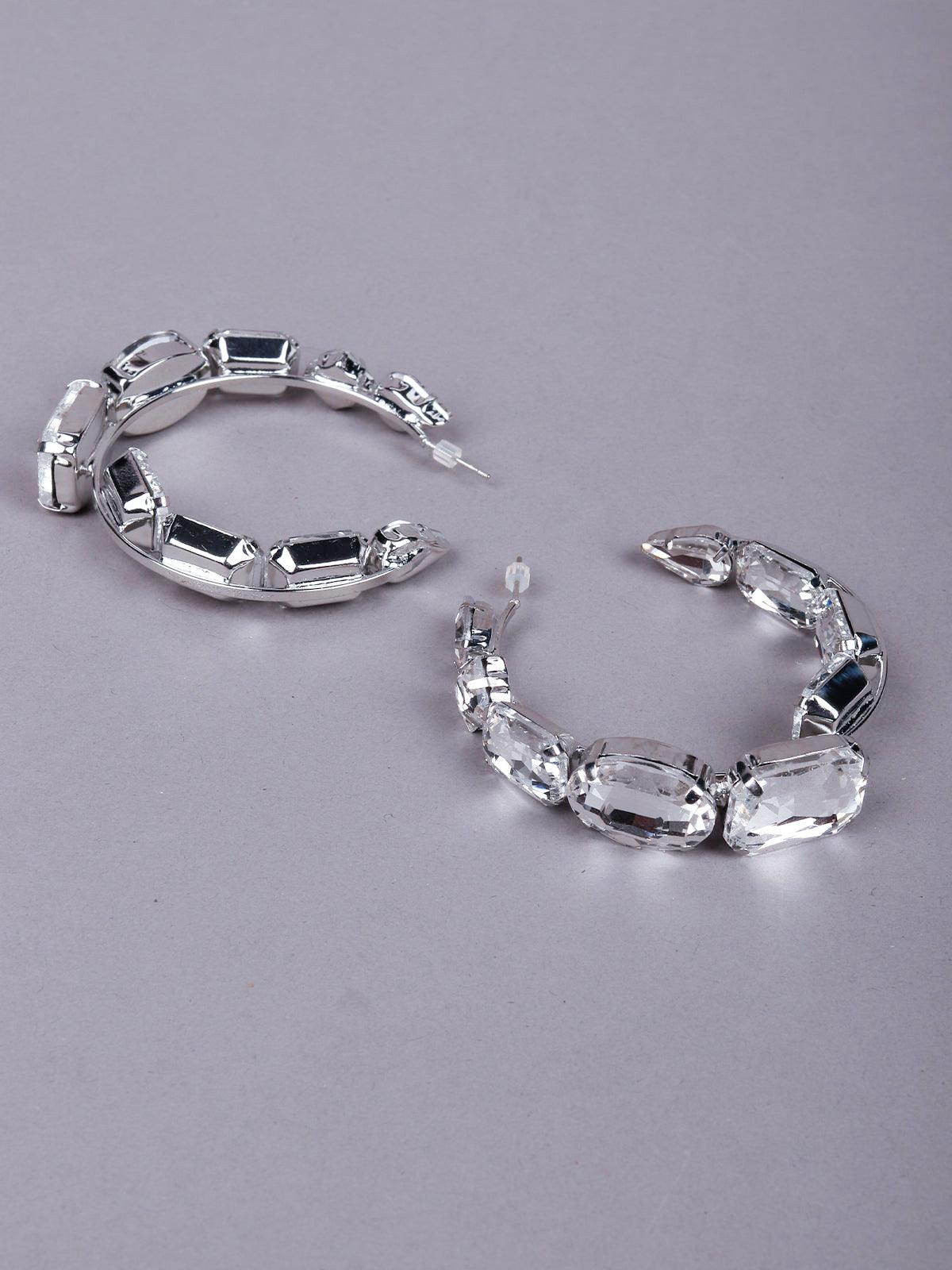 Women's Clear Crystal-Embellished Hoop Earrings - Odette