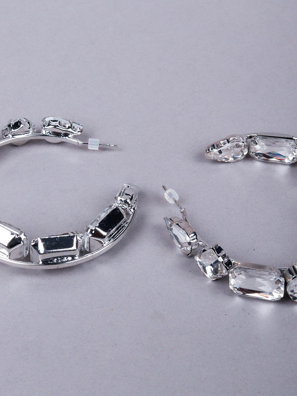 Women's Clear Crystal-Embellished Hoop Earrings - Odette