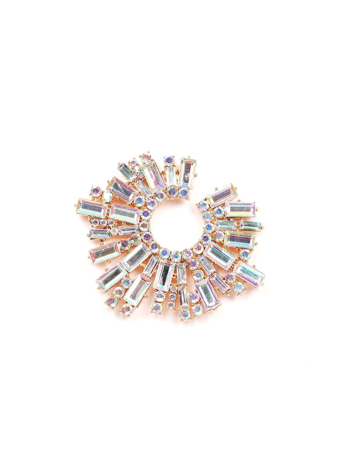Women's Clear Rounded Crystal Statement Earrings - Odette