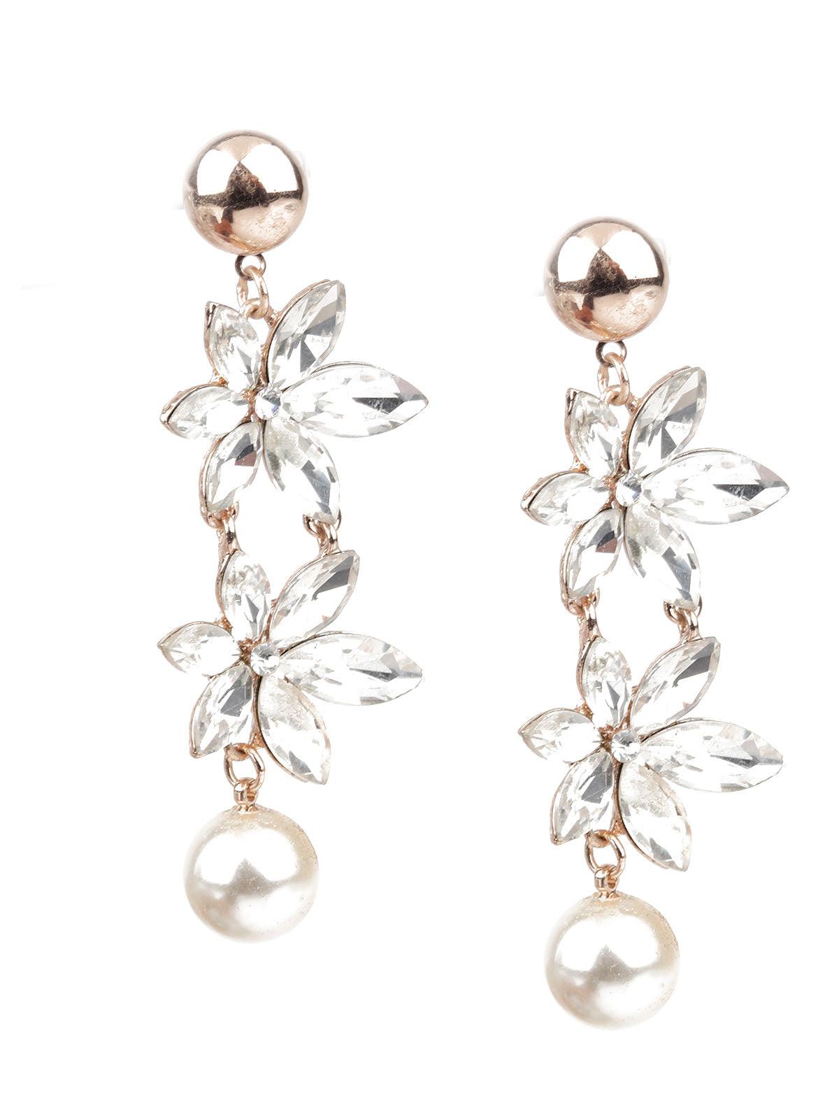 Women's Trendy Gold And White Earrings - Odette