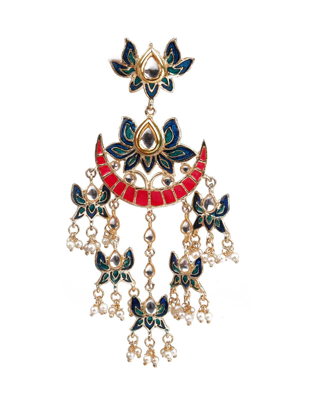 Women's Traditional Multicolored Chandbali Earrings - Odette