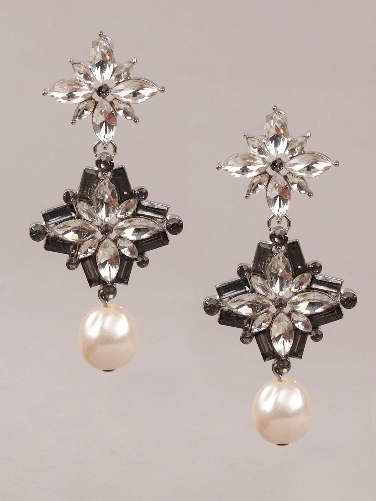 Women's White Faux Pearl And Stone Dangle Earring - Odette
