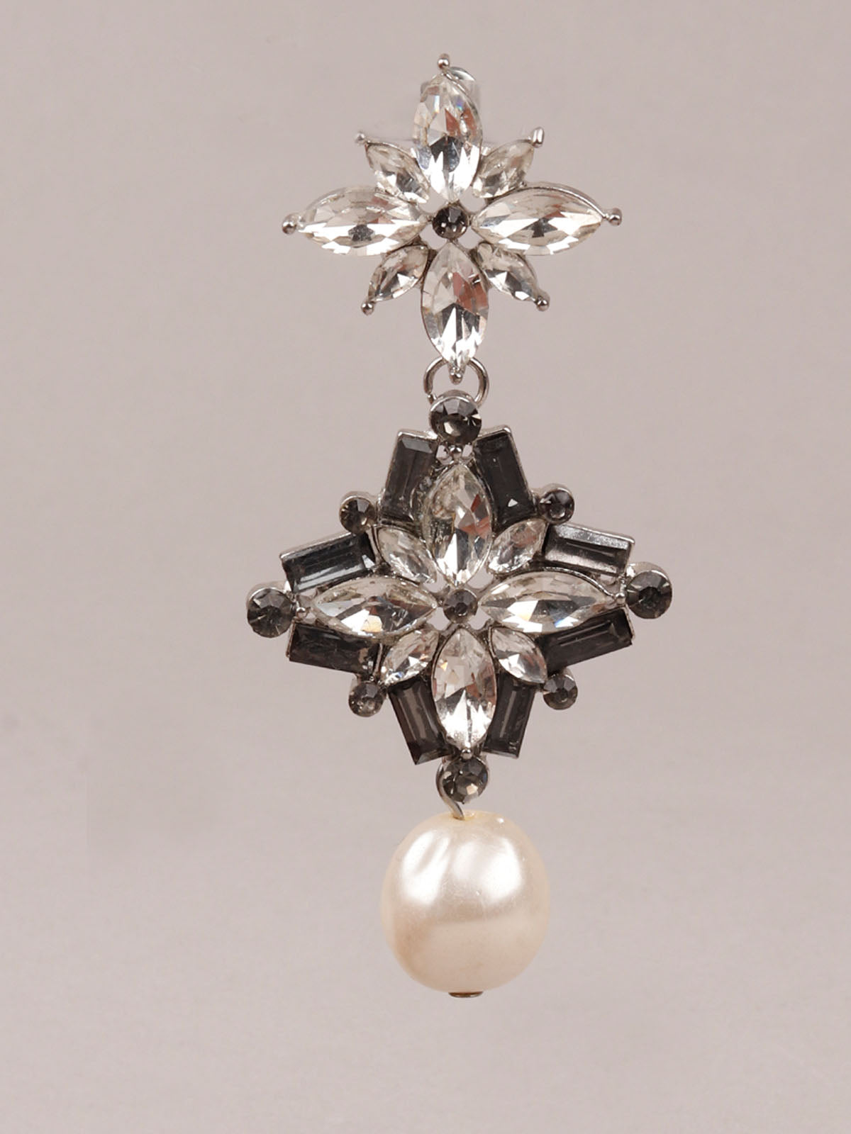 Women's White Faux Pearl And Stone Dangle Earring - Odette