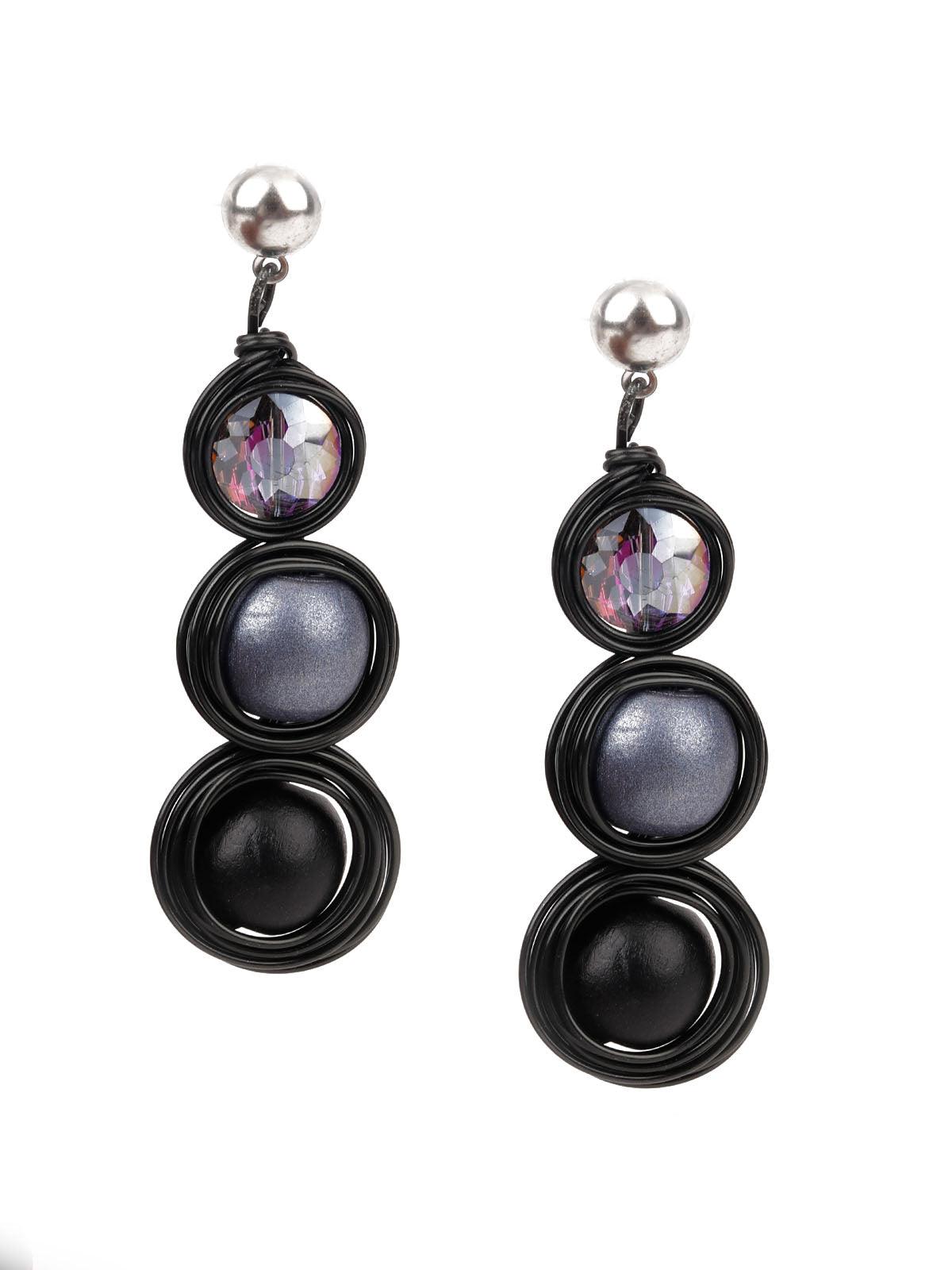 Women's Ornate Black Dangle Earrings - Odette