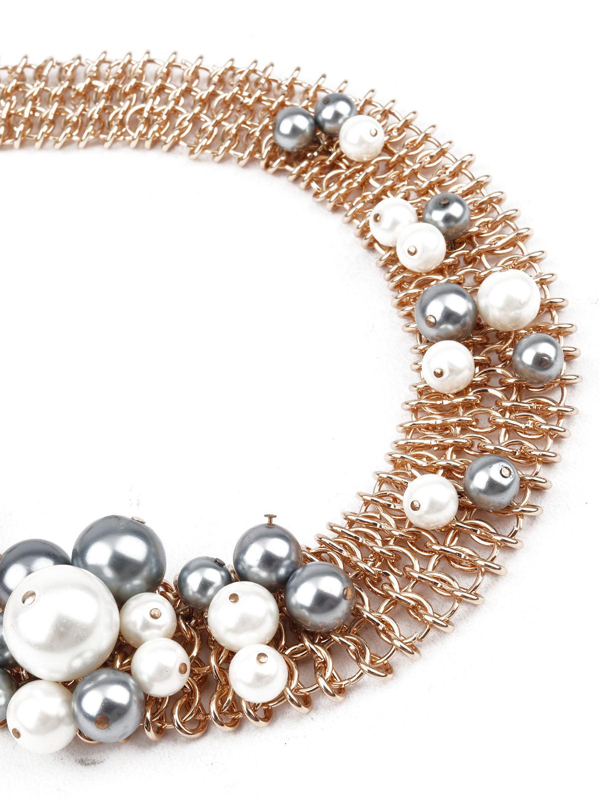 Women's Pearls Embellished Choker Neckpiece And Bracelet Set - Odette