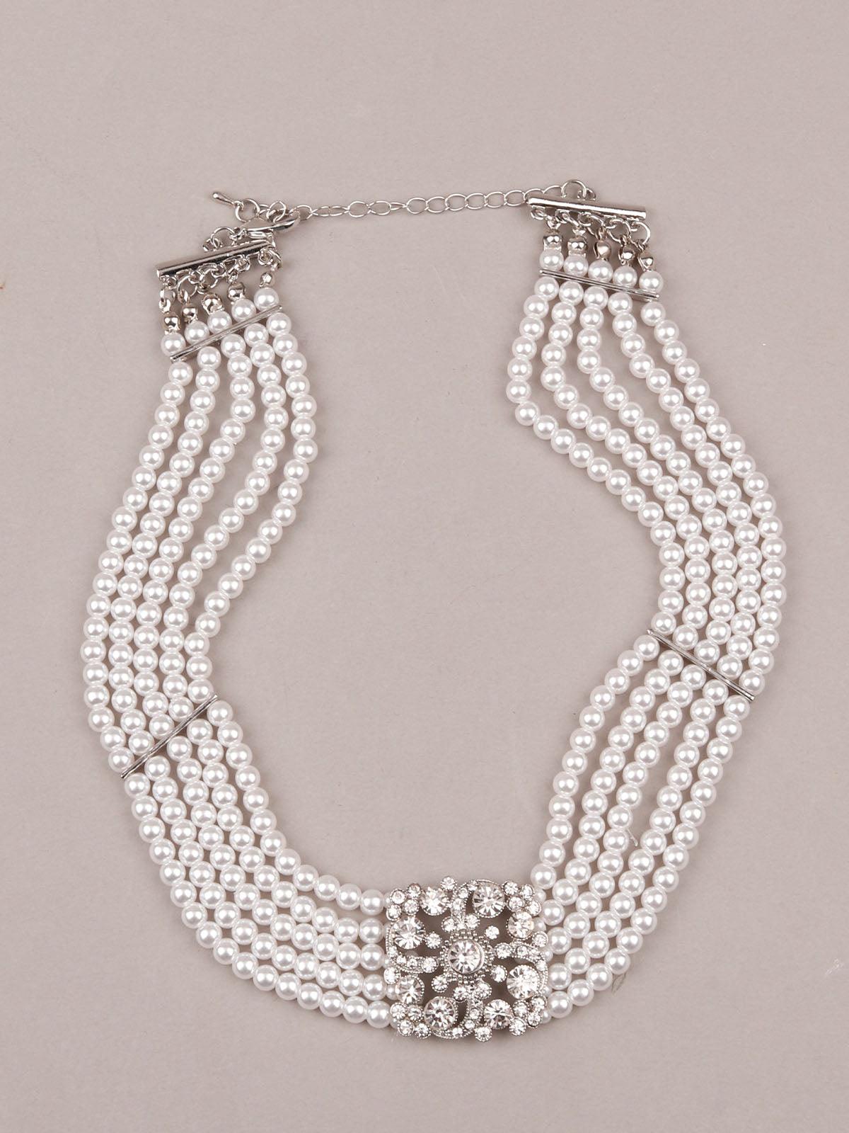 Women's Pretty White Pearly Necklace For Women - Odette