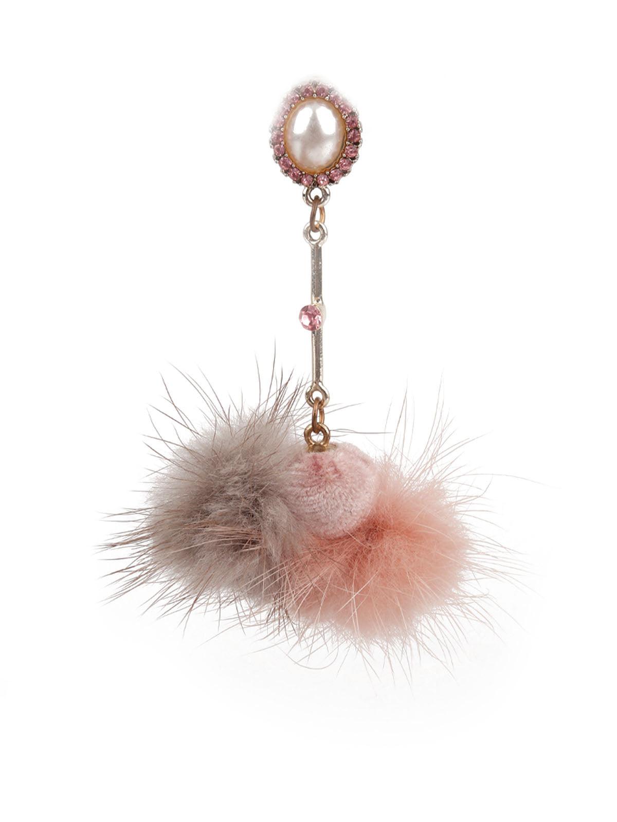 Women's Ornate Pink And Grey Dangler Earrings - Odette