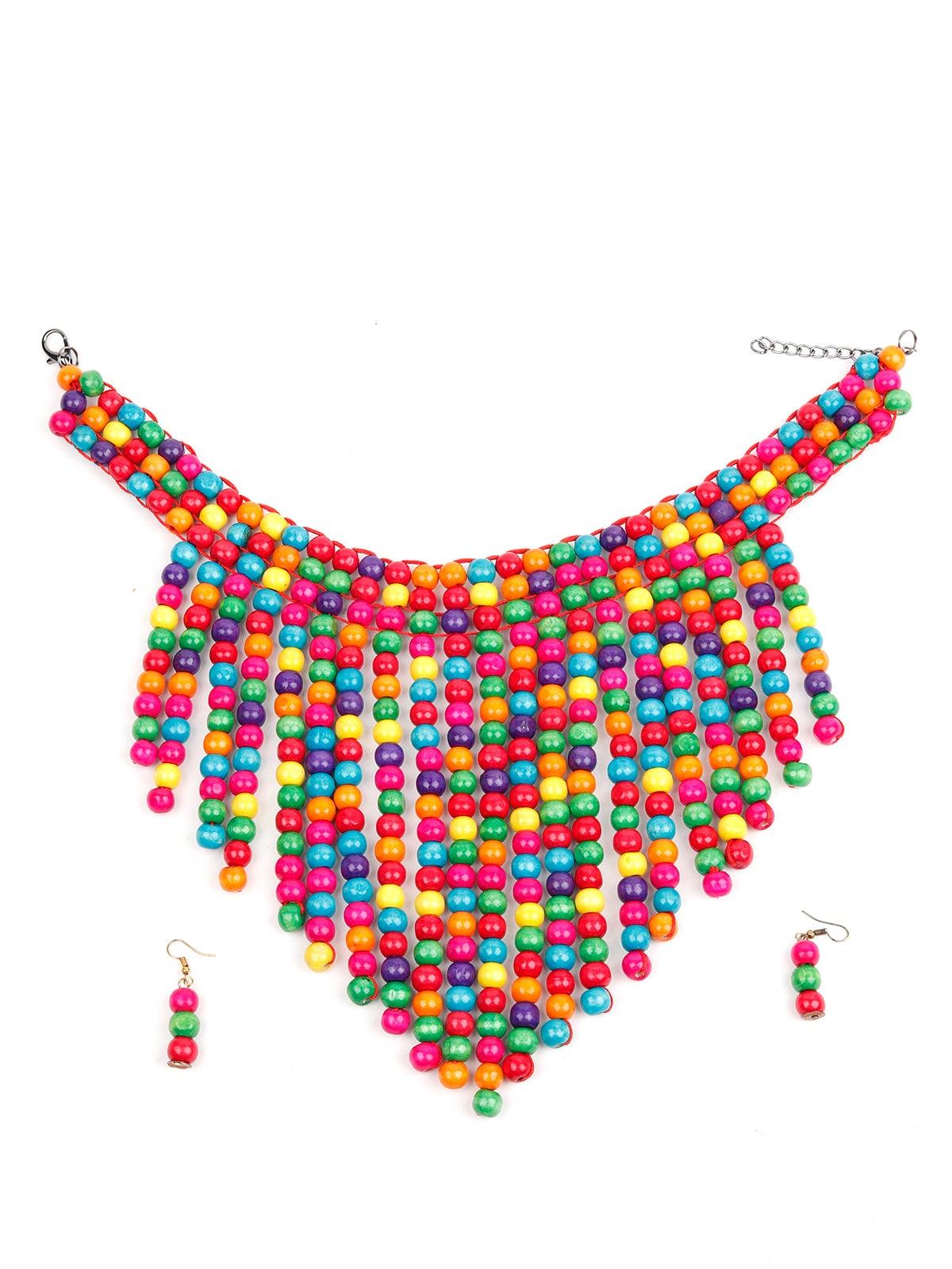 Women's Colour Pop Multicoloured Beaded Necklace Set - Odette