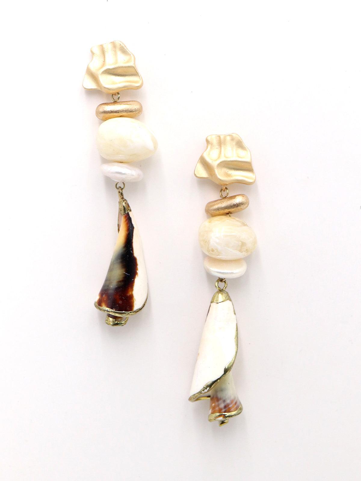 Women's Coral Shape Off-White Dangle Earrings - Odette