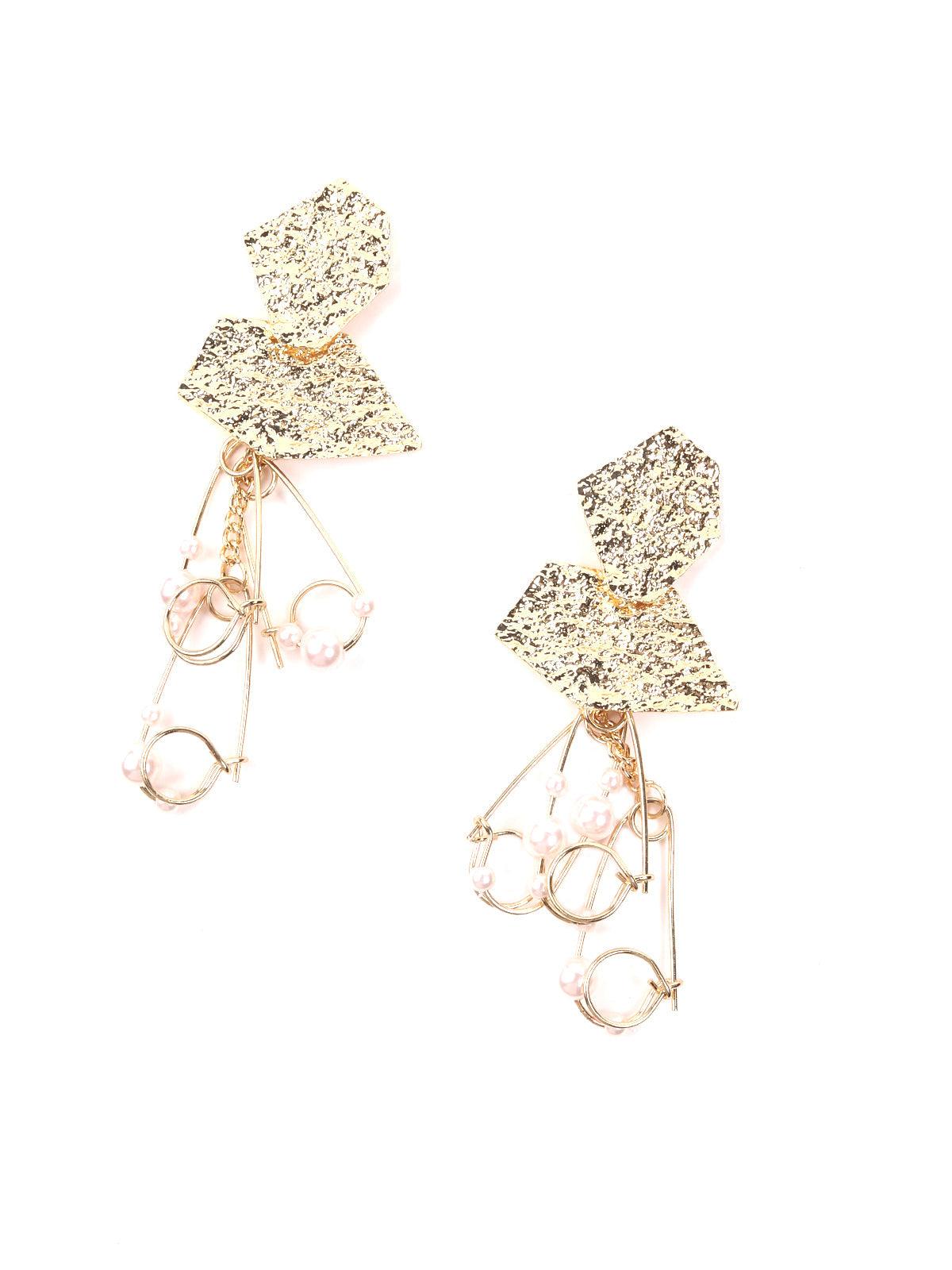 Women's Cragged Gold Tone Dangle Earrings - Odette