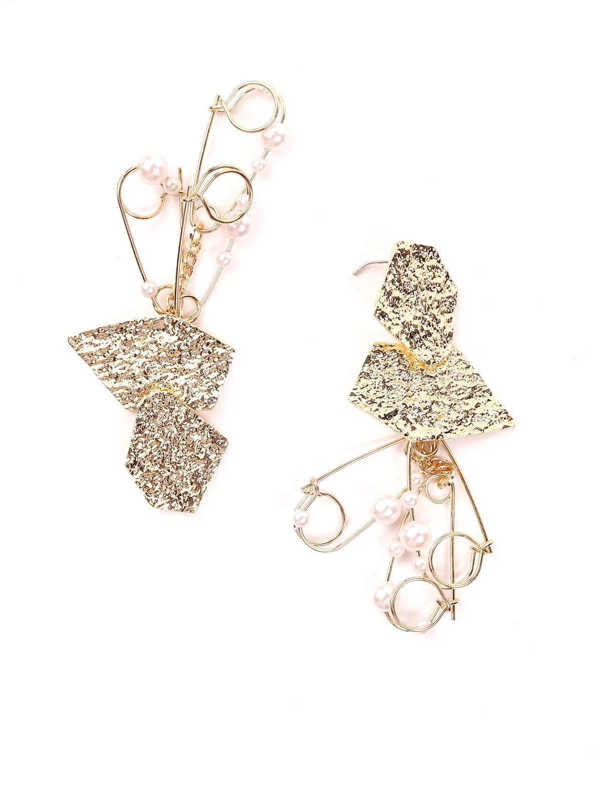 Women's Cragged Gold Tone Dangle Earrings - Odette