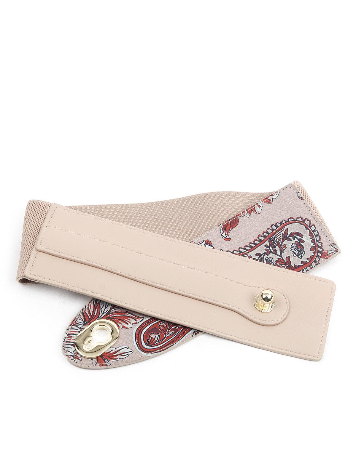 Women's Cream Colored Textured Belt - Odette