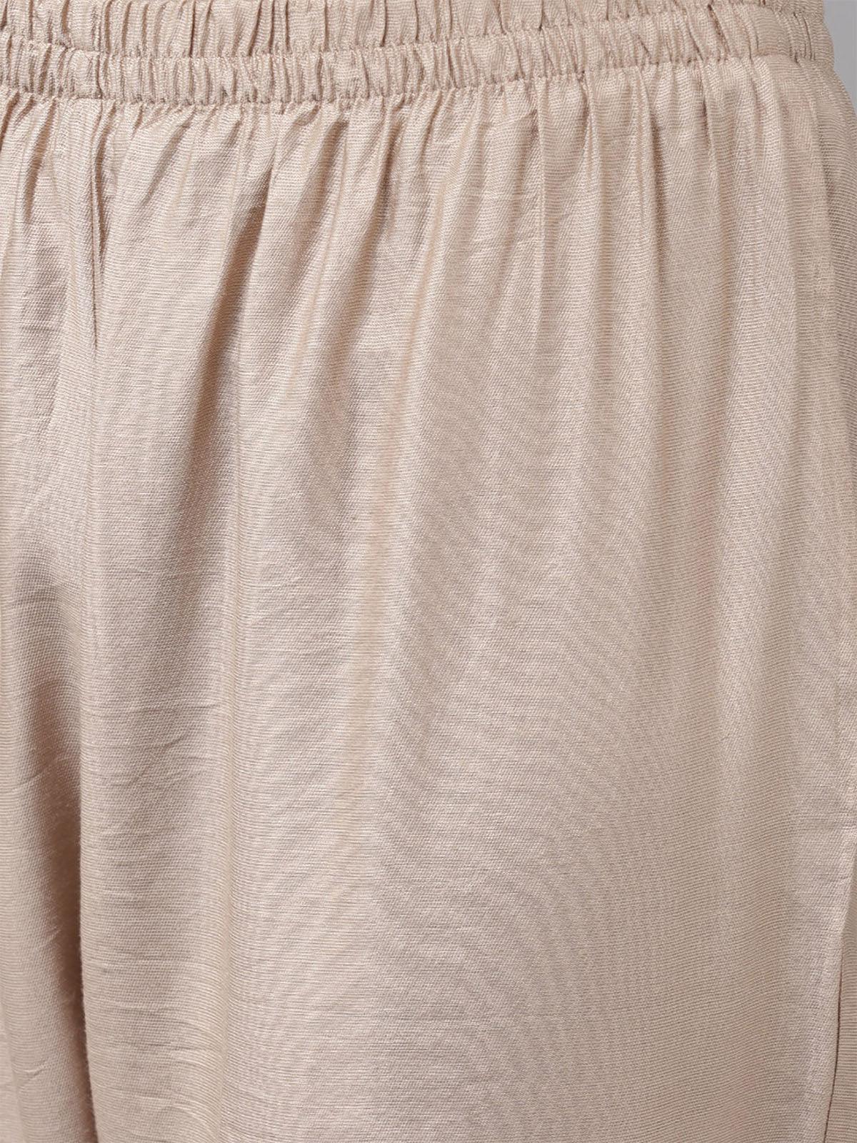 Women's Cream Embroidered Straight Kurta Trouser With Dupatta Set - Odette