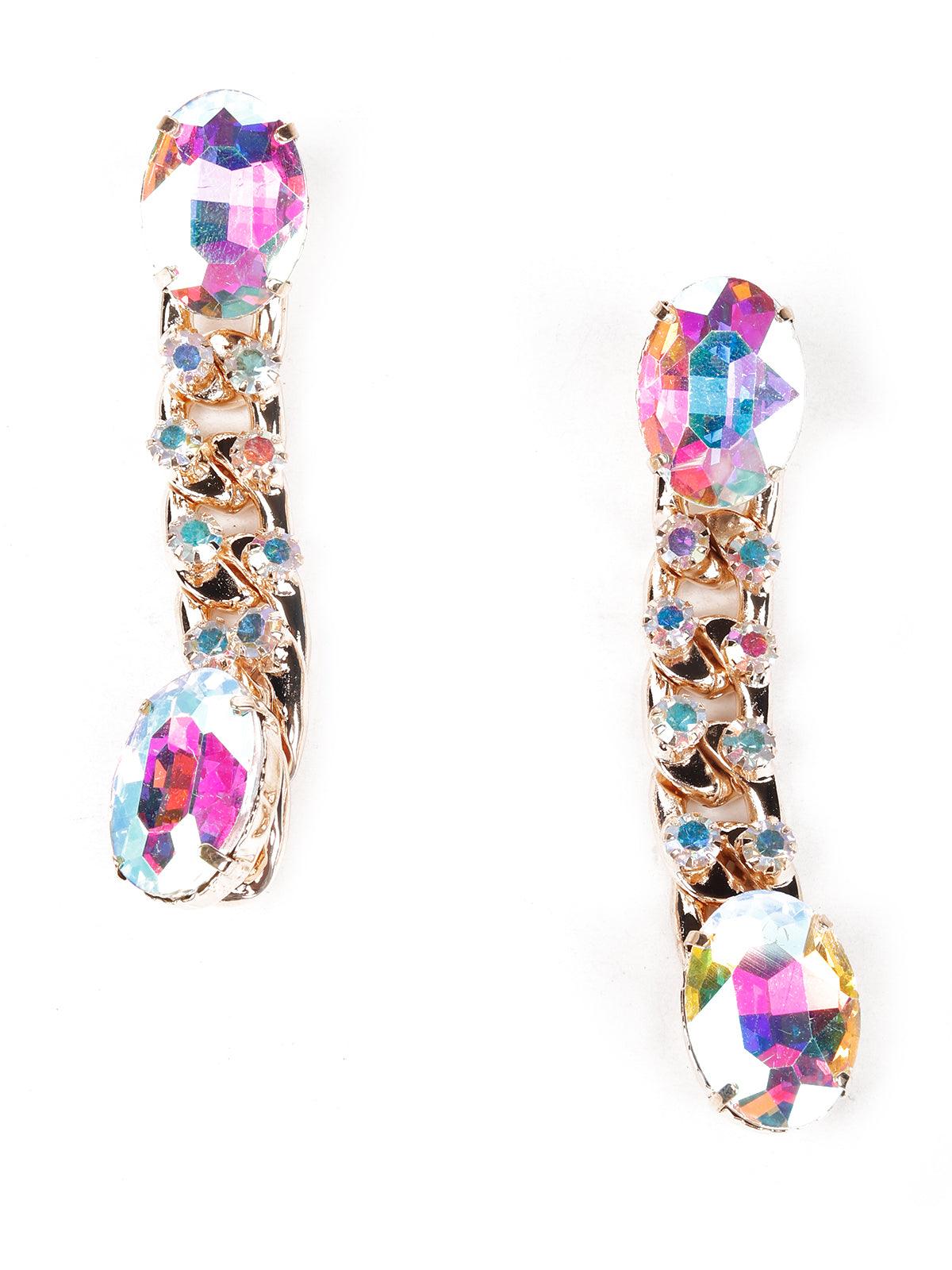 Women's Crome Crystal Chained Drop Earrings - Odette