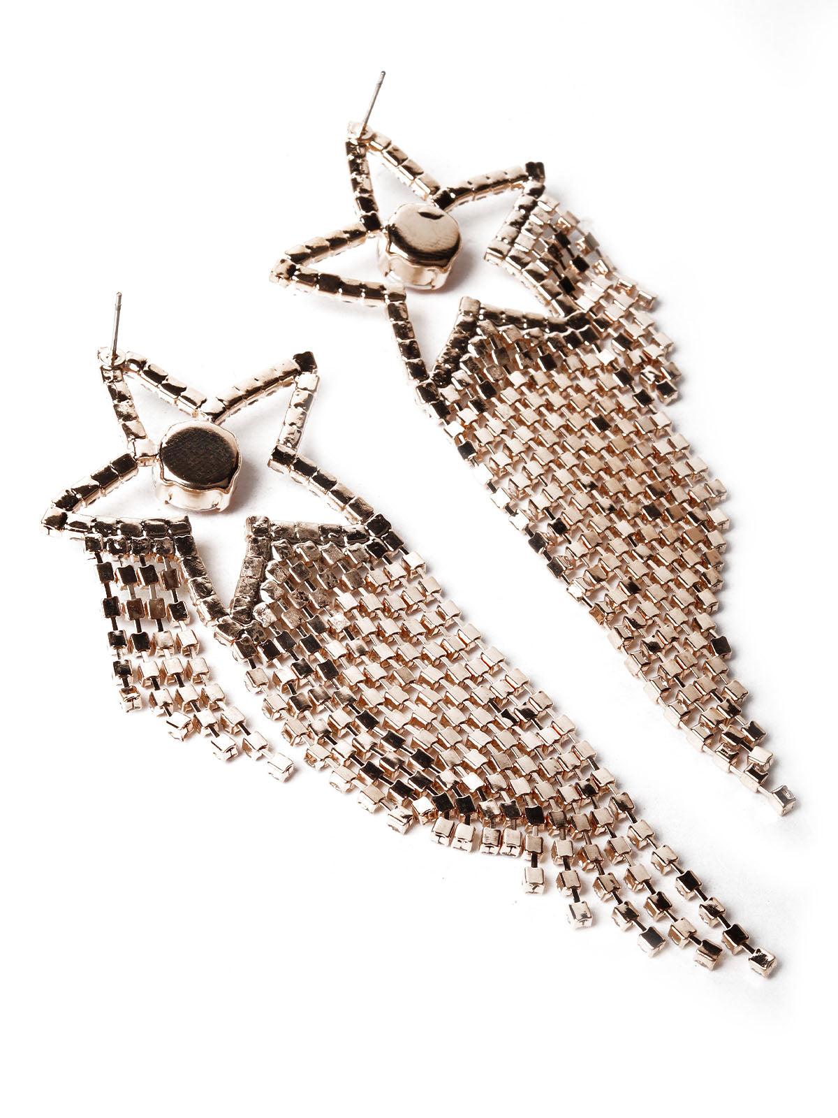 Women's Crome Crystal Star-Shaped Tassel Earrings - Odette