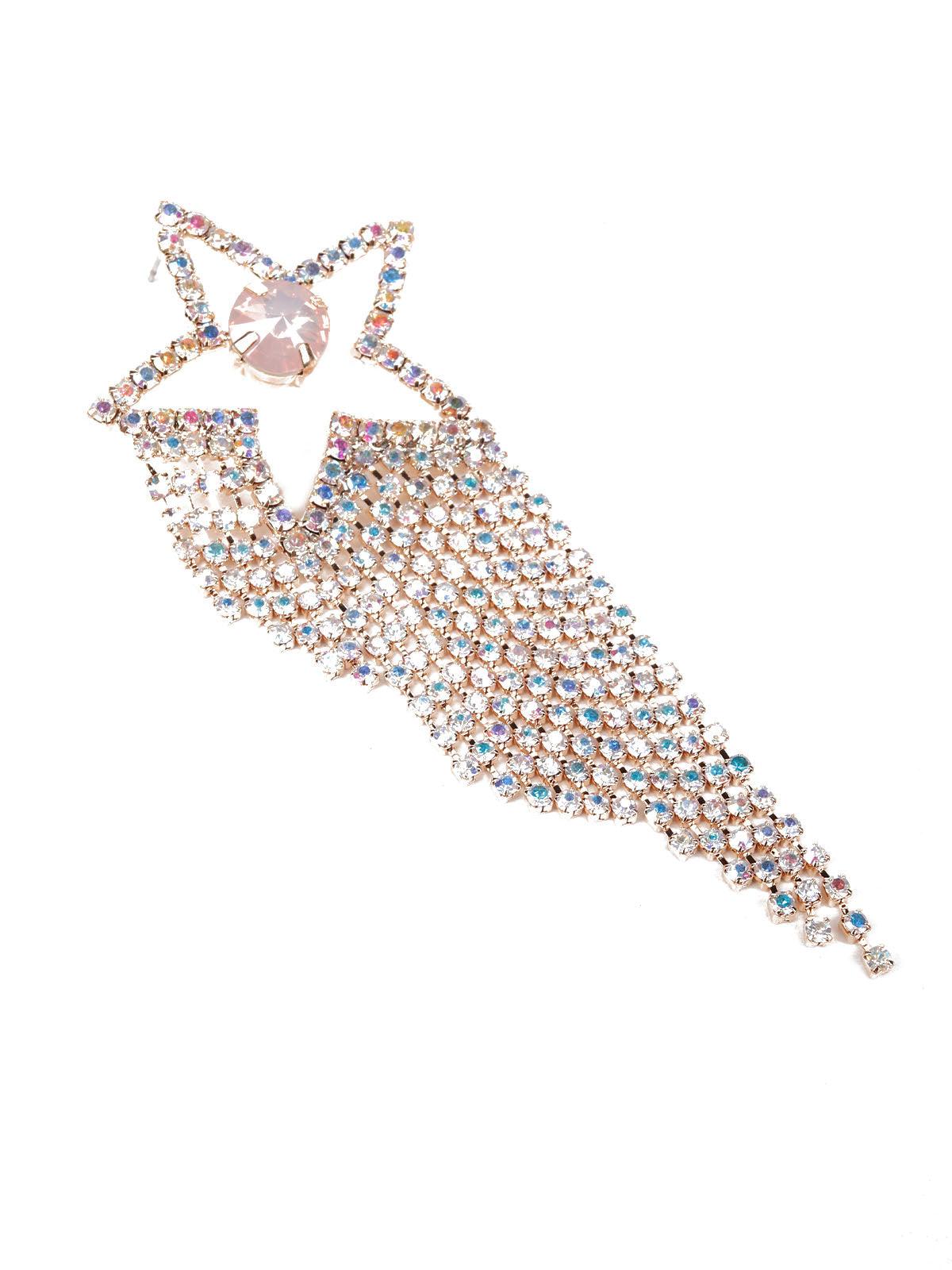 Women's Crome Crystal Star-Shaped Tassel Earrings - Odette