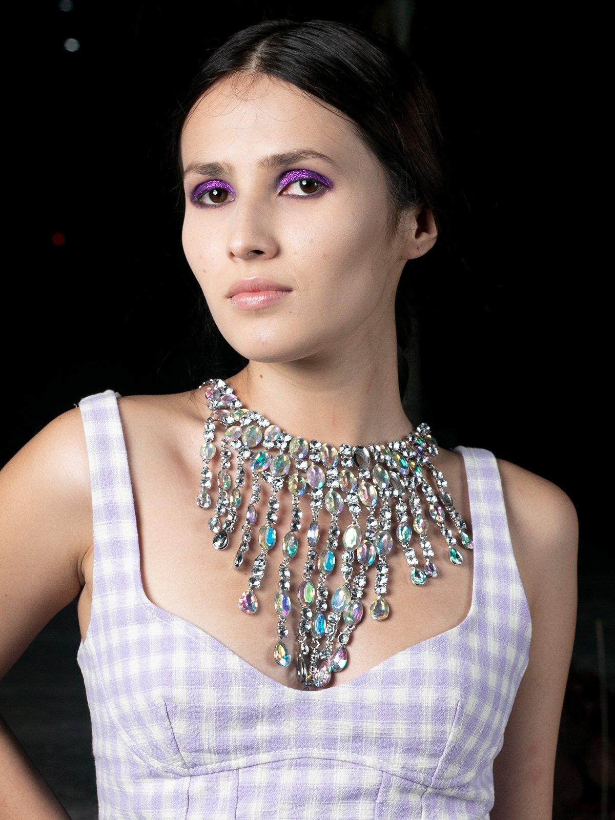 Women's Crystal Drop Tassel Necklace - Odette
