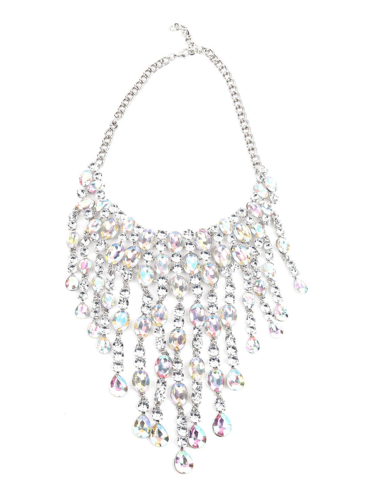 Women's Crystal Drop Tassel Necklace - Odette
