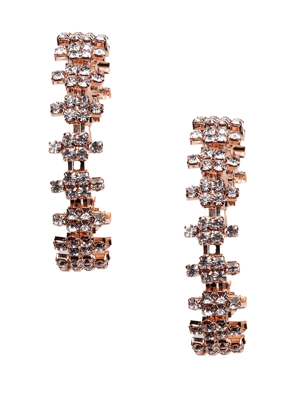 Women's Crystal Hoop Gold Elegant Earrings - Odette
