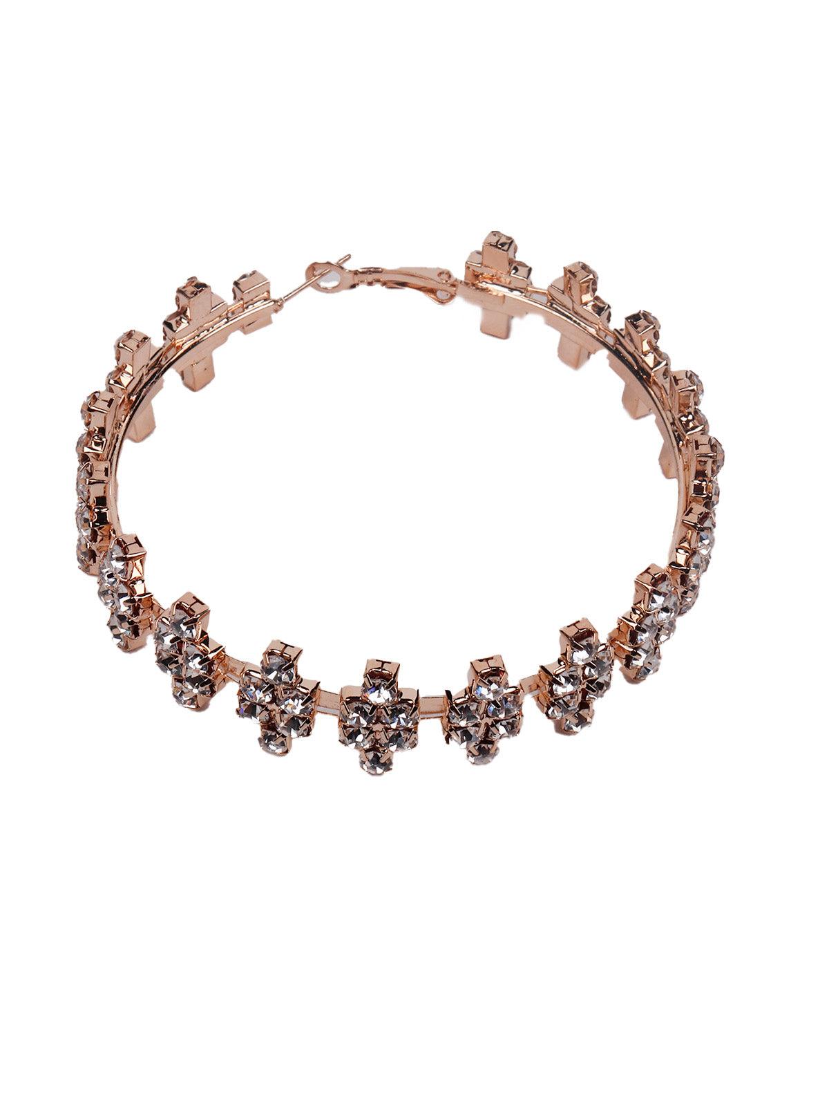Women's Crystal Hoop Gold Elegant Earrings - Odette