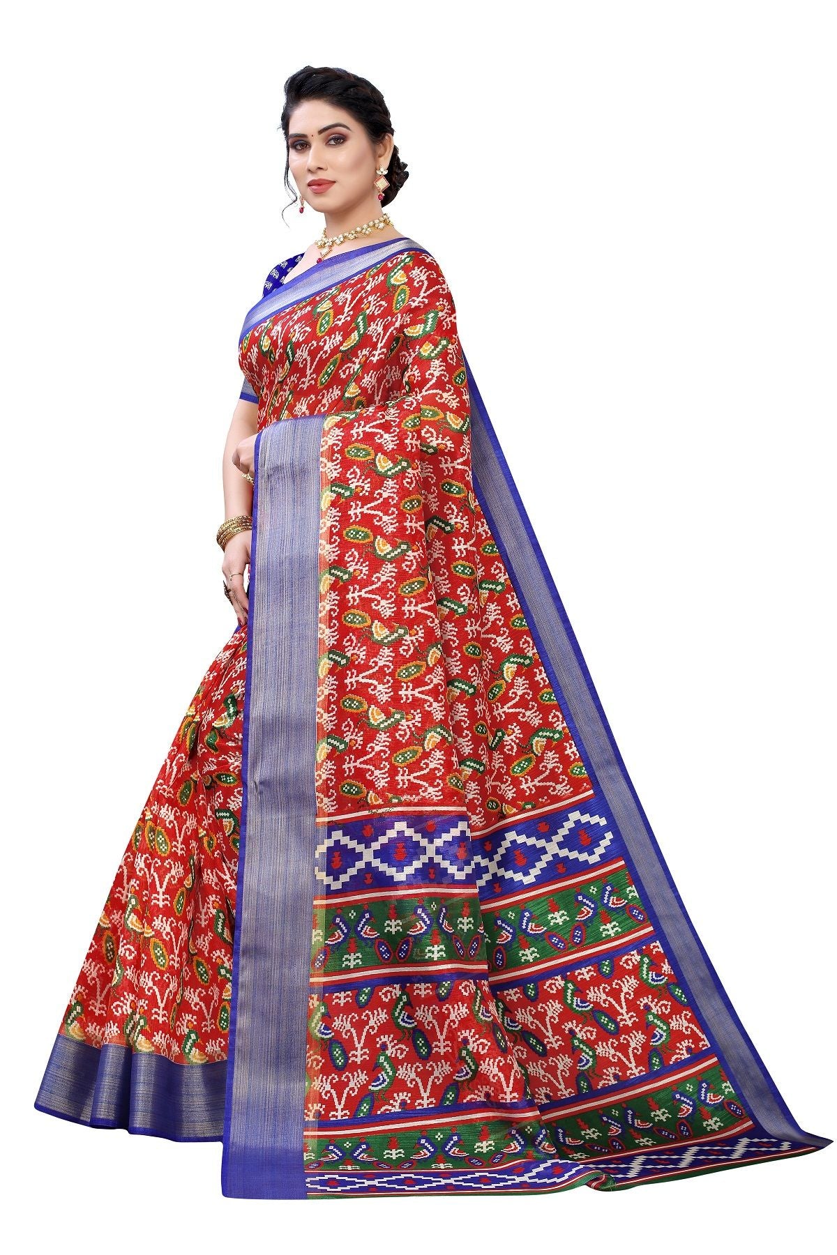 Women's Linen Jari Border Saree With Blouse Piece2  - Vamika