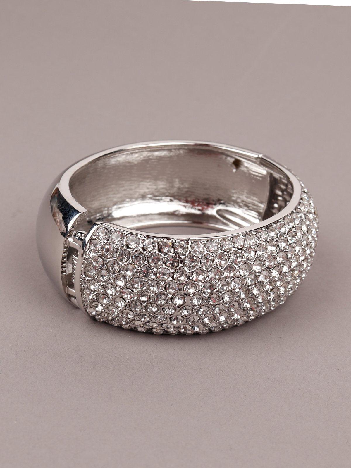 Women's Curved Studded Bracelet-Silver - Odette