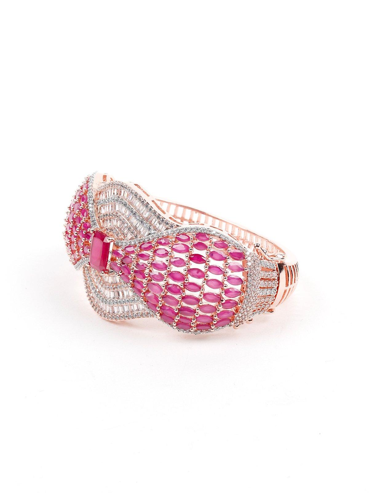 Women's Curvy Pink Studded Bracelet - Odette