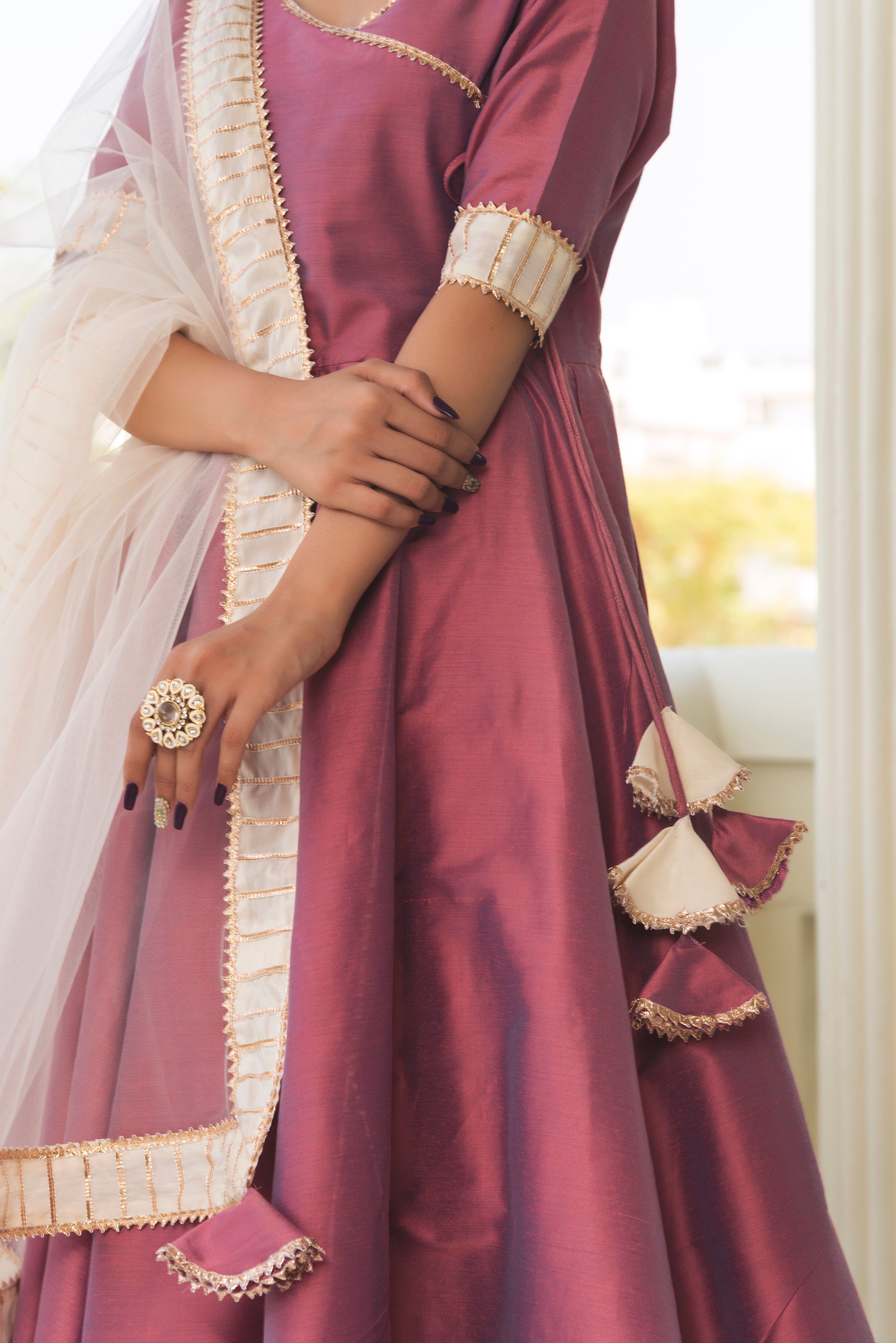 Women's Cotton Silk Purple Angrakha - Pomcha Jaipur