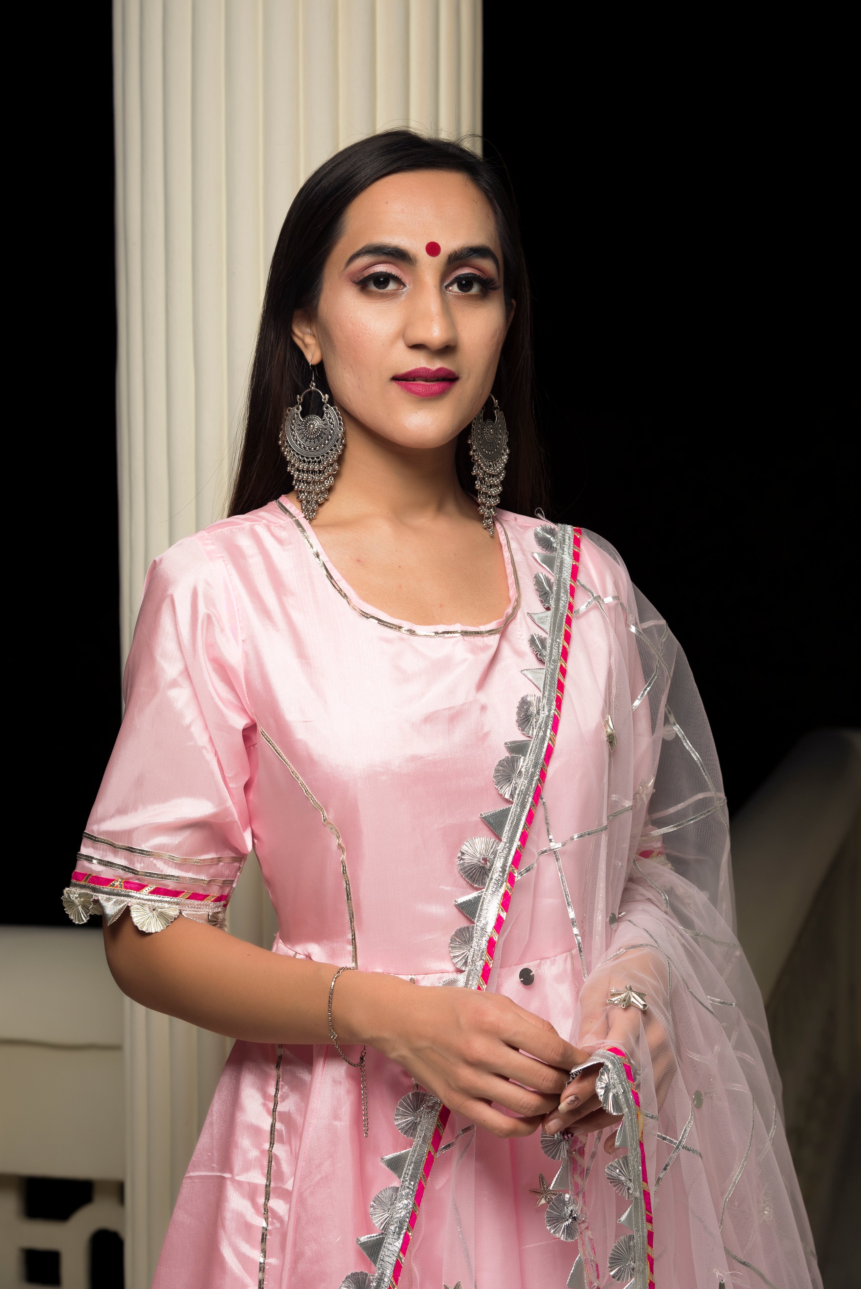 Women's paper silk pink anarkali - Pomcha Jaipur