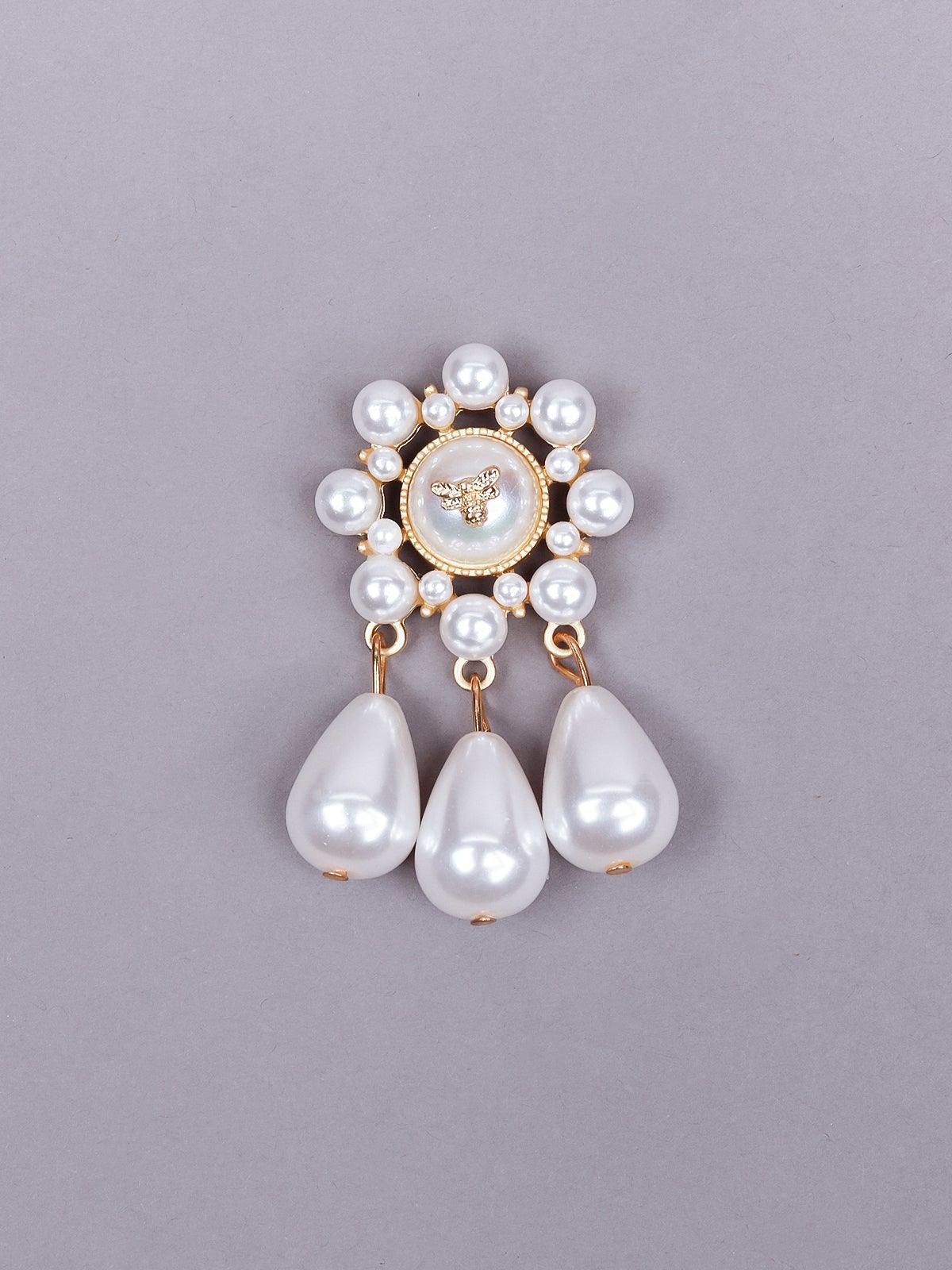 Women's Cute Rounded Pearl Drop Earrings - Odette