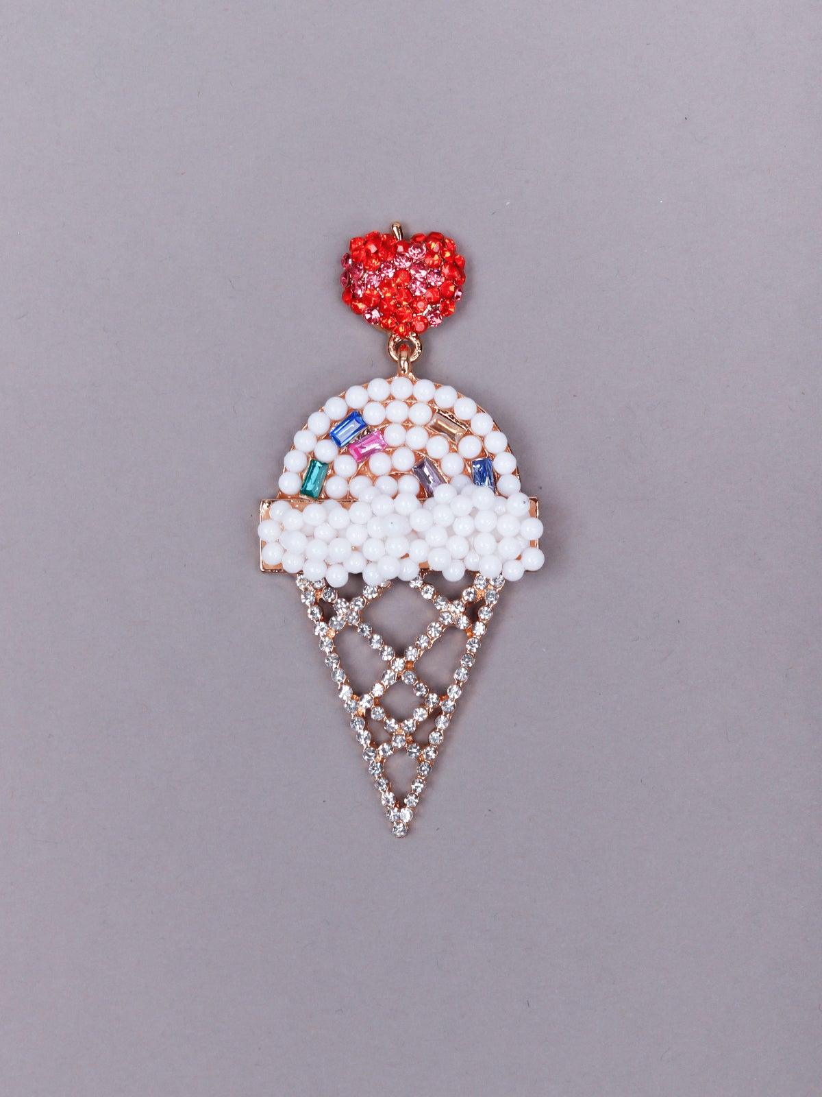 Women's Cute Studded Ice-Cream Cone Earrings - Odette