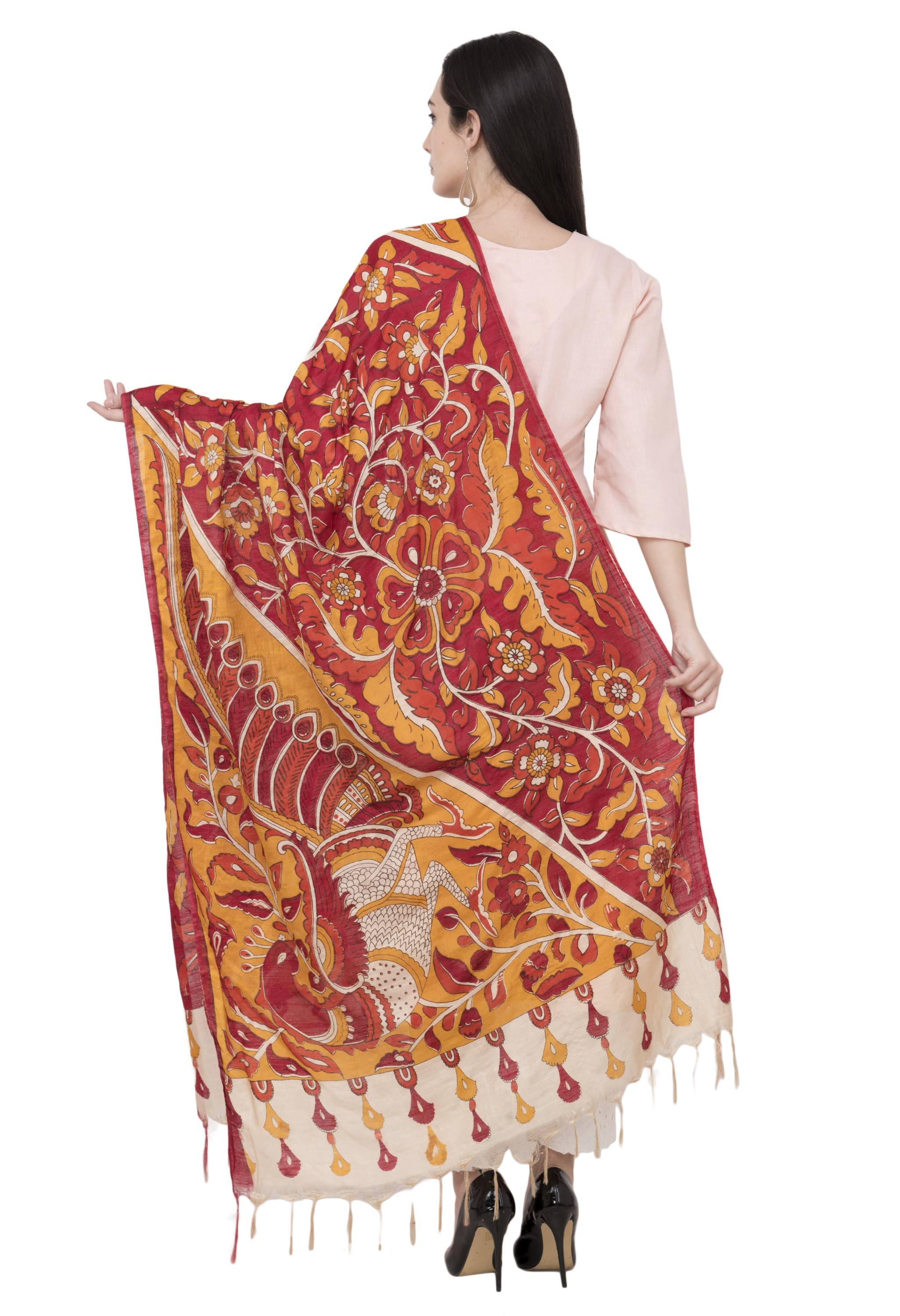 A R Silk Modal Kalamkari Print Fancy Dupatta Color Multi Print Dupatta or Chunni