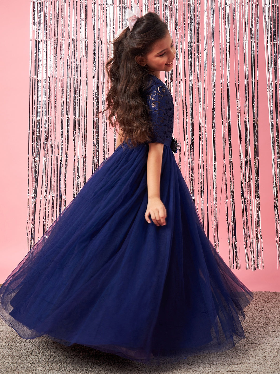 Girls Embellished Applique Fit Flare Maxi Dress Blue / 2-3 Y | Trendia Global Girls Embellished Applique Fit Flare Maxi Dress Blue / 2-3 Y | Trendia Global