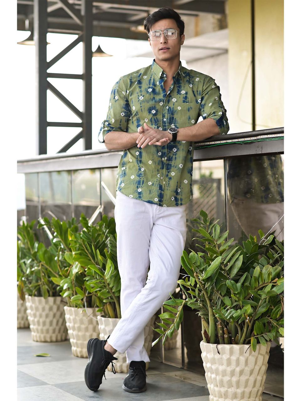 Men's Green Bandhani Cotton Shirt - Hatheli