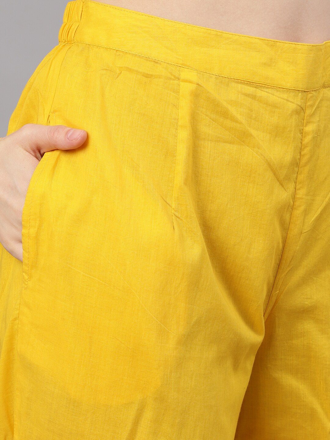 Women's  Yellow Self Design Kurta with Trousers - AKS