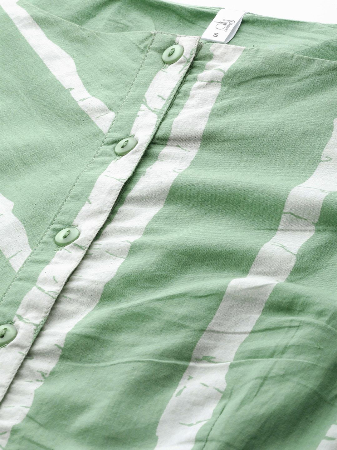 Women's  Green & White Striped Two-Piece Maxi Dress - AKS