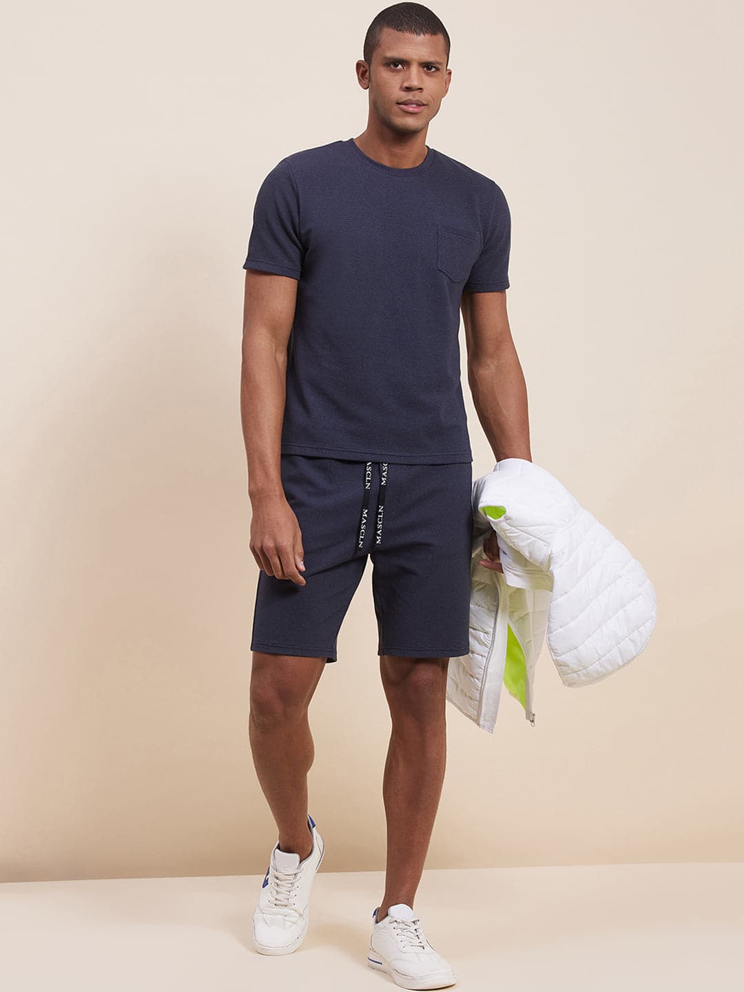 Men's Navy Slim Fit Pocket T-Shirt - LYUSH-MASCLN
