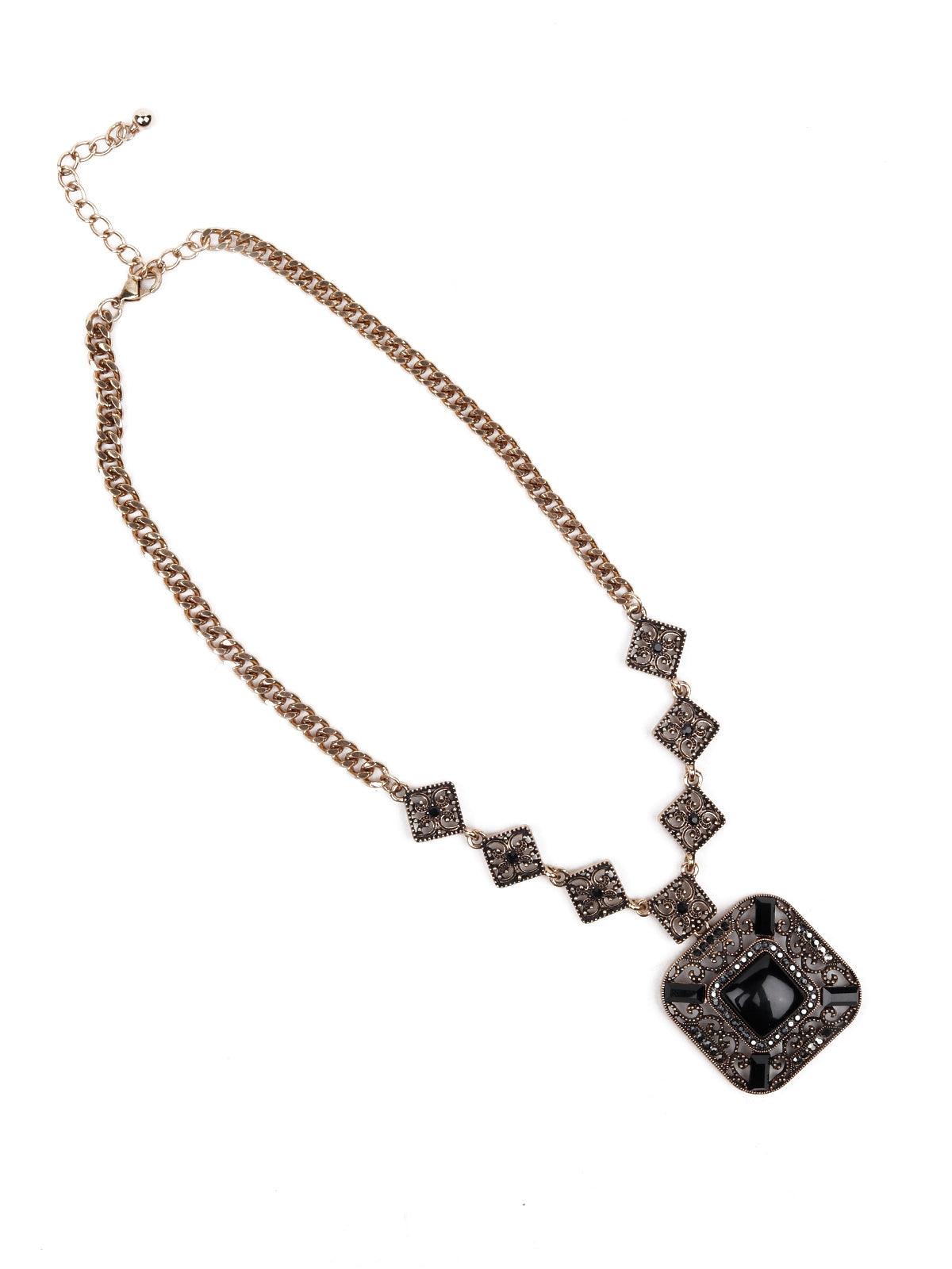 Women's Deep Gold Colour Pendant Necklace - Odette