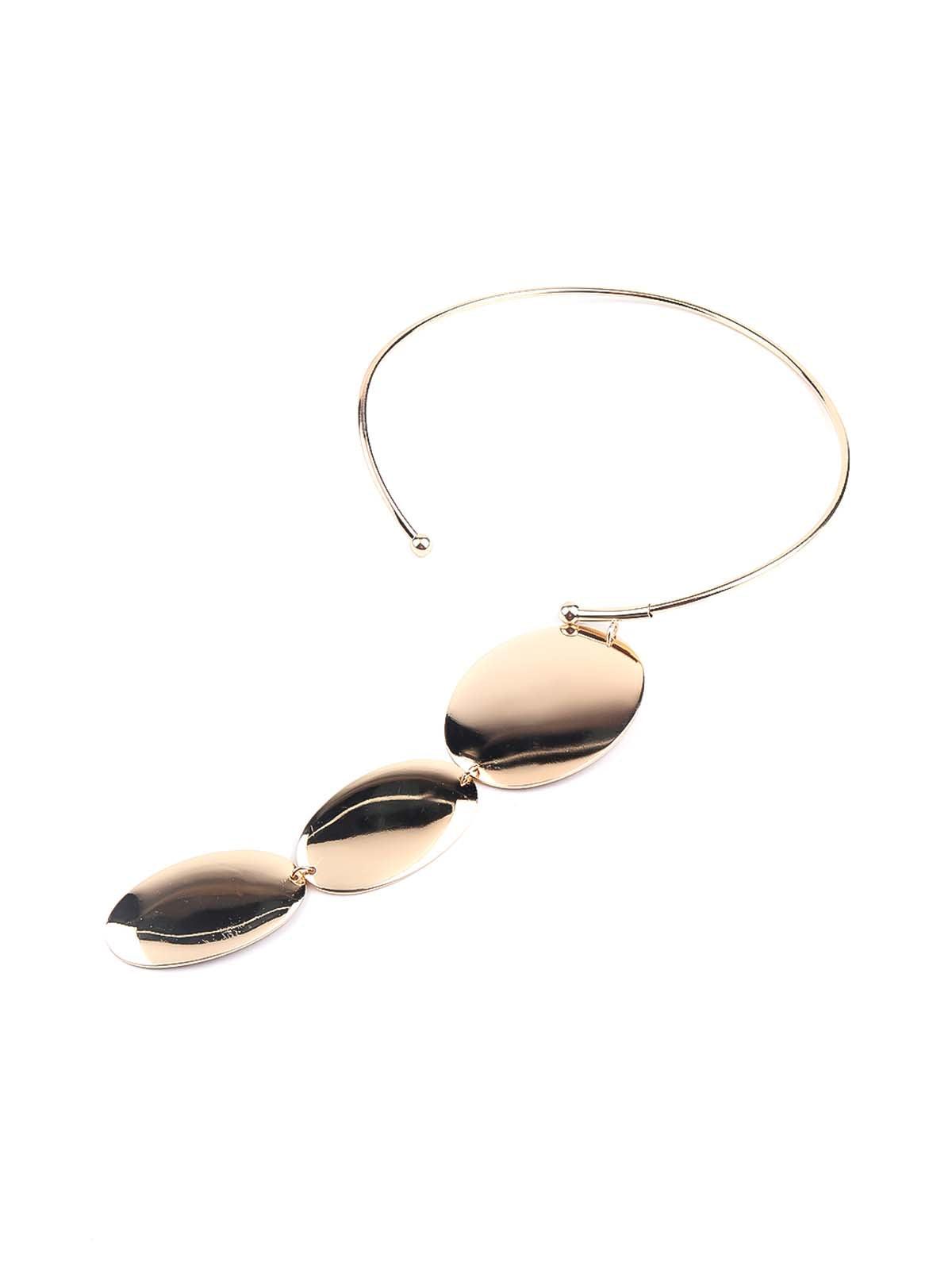 Women's Deep Gold Rounded Modern Art Inspired Necklace - Odette