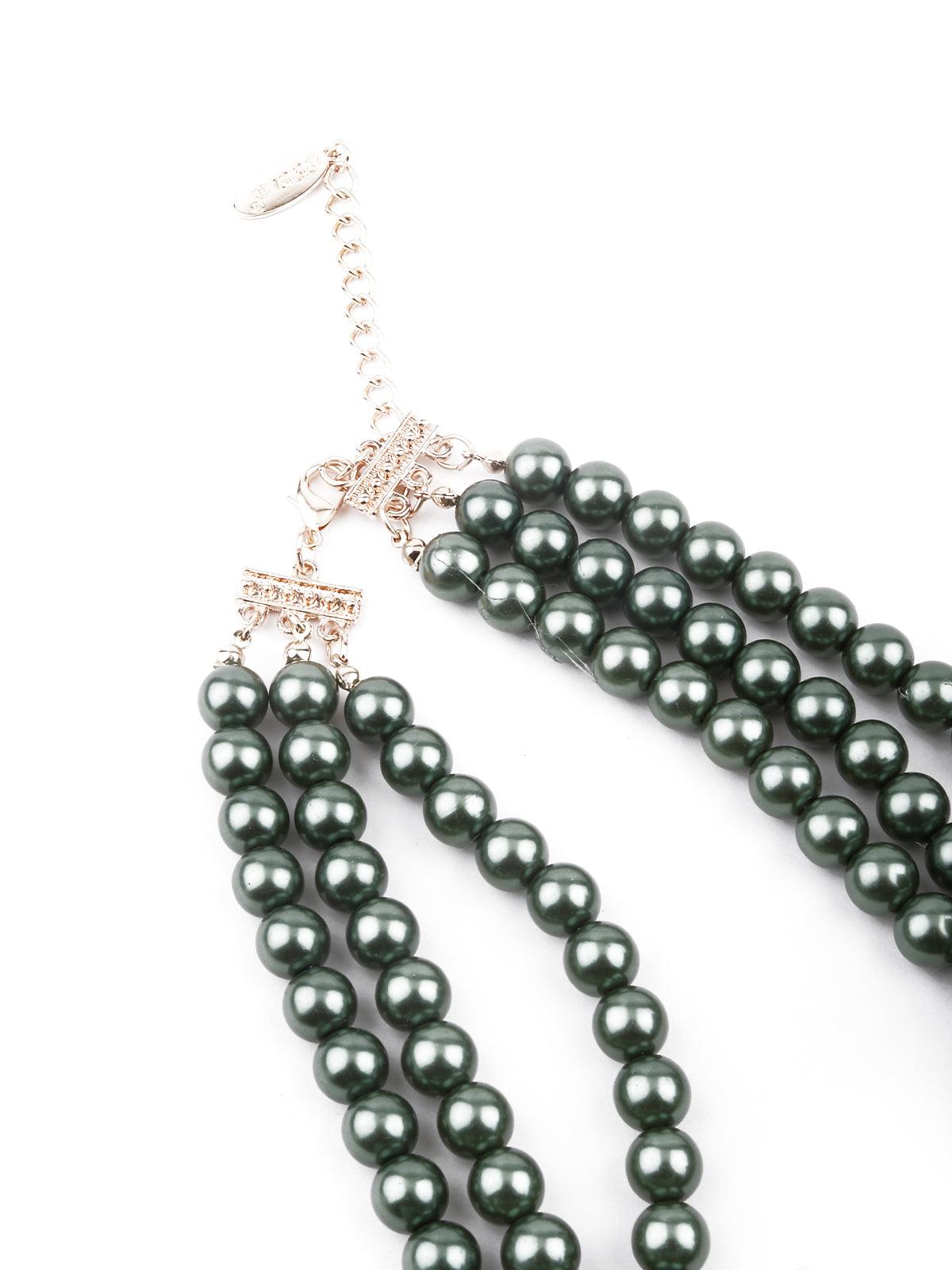 Women's Deep Green Gorgeous Rose Statement Necklace - Odette