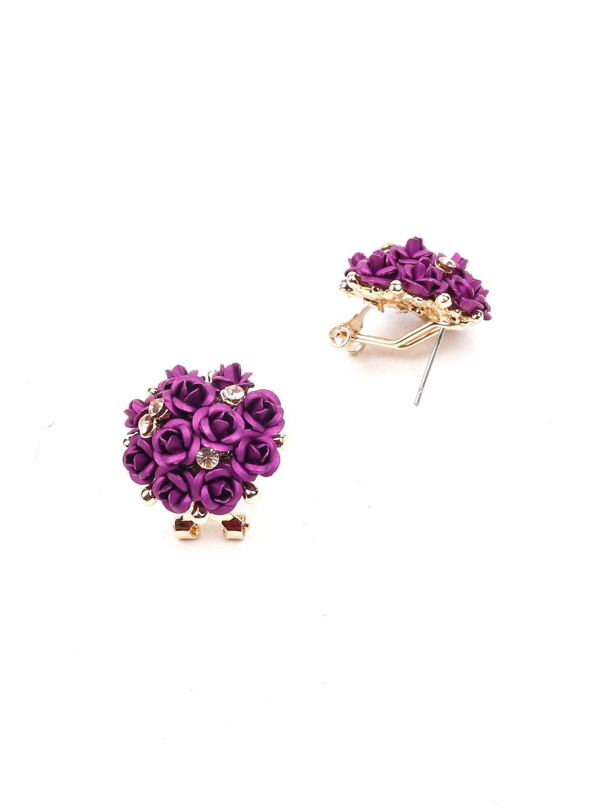Women's Deep Purple Floral Pendant Necklace Set - Odette